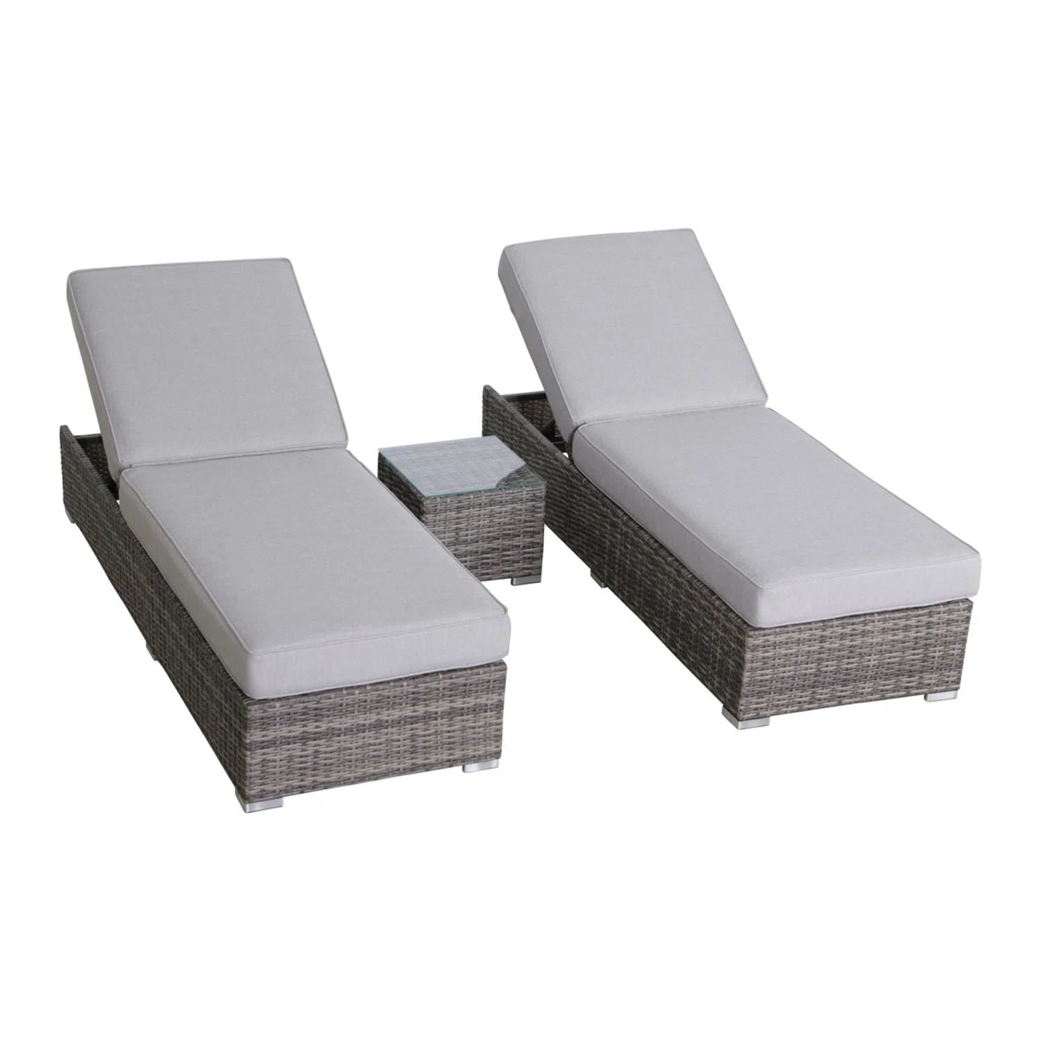 3 Piece Chaise Lounge Set With Adjustable Reclining - Gray Mix - Best Buy Furniture