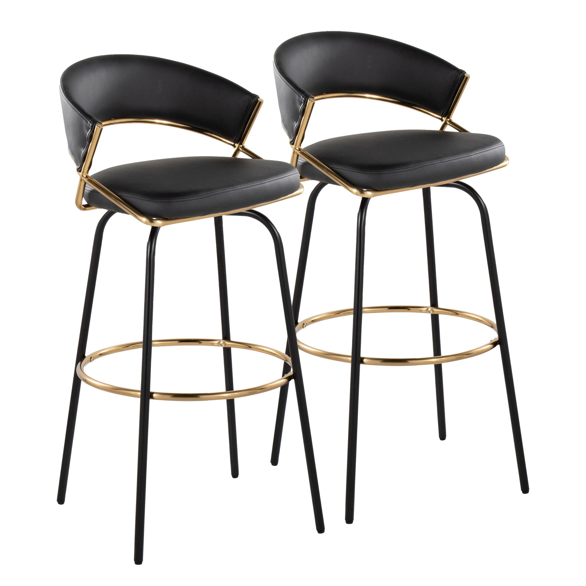 Jie - Fixed Height Contemporary Barstool With Swivel Round Footrest (Set of 2) - Best Buy Furniture
