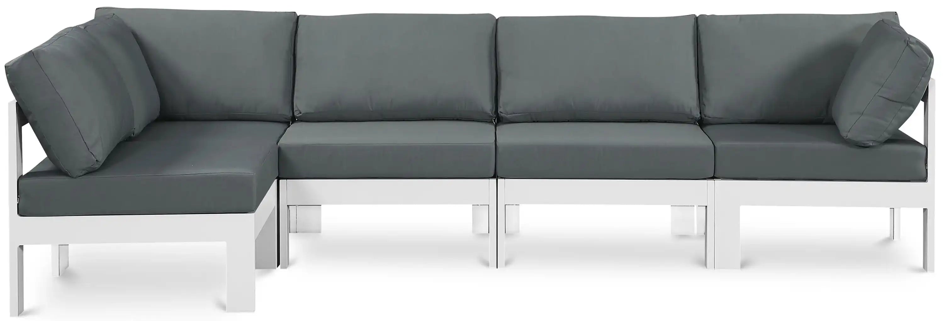 Nizuc - Outdoor Patio 5 Piece Modular Sectional With White Frame - Best Buy Furniture