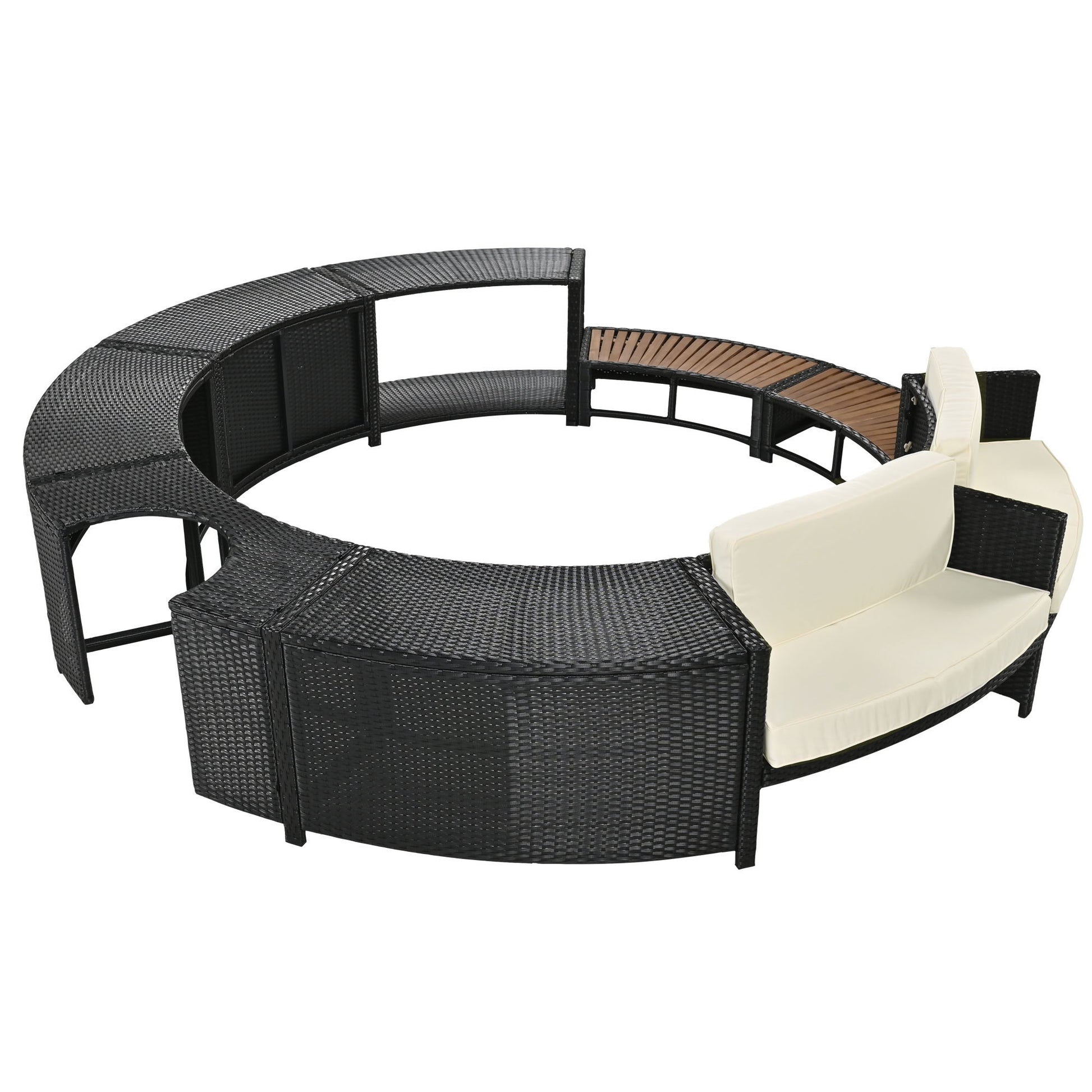 Spa Surround Spa Frame Patio Rattan Sofa Set With Storage Spaces, Mini Sofa And Comfortable Cushion For Patio, Backyard - Best Buy Furniture