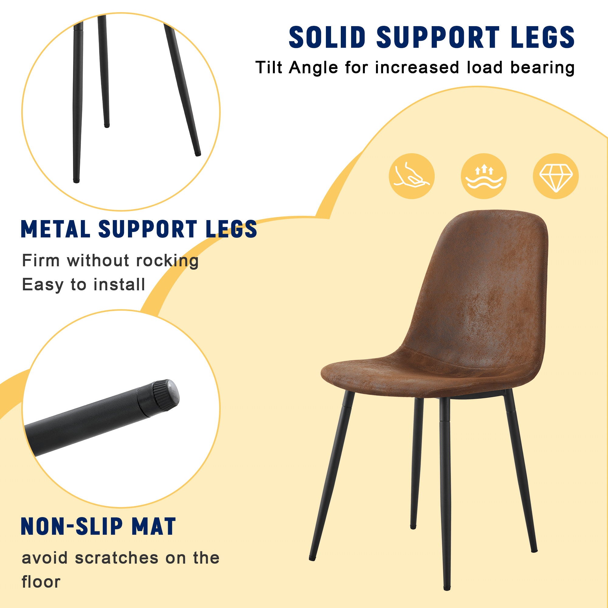 Suede Backrest Chairs With Metal Legs & Herringbone Dining Table Set - Best Buy Furniture