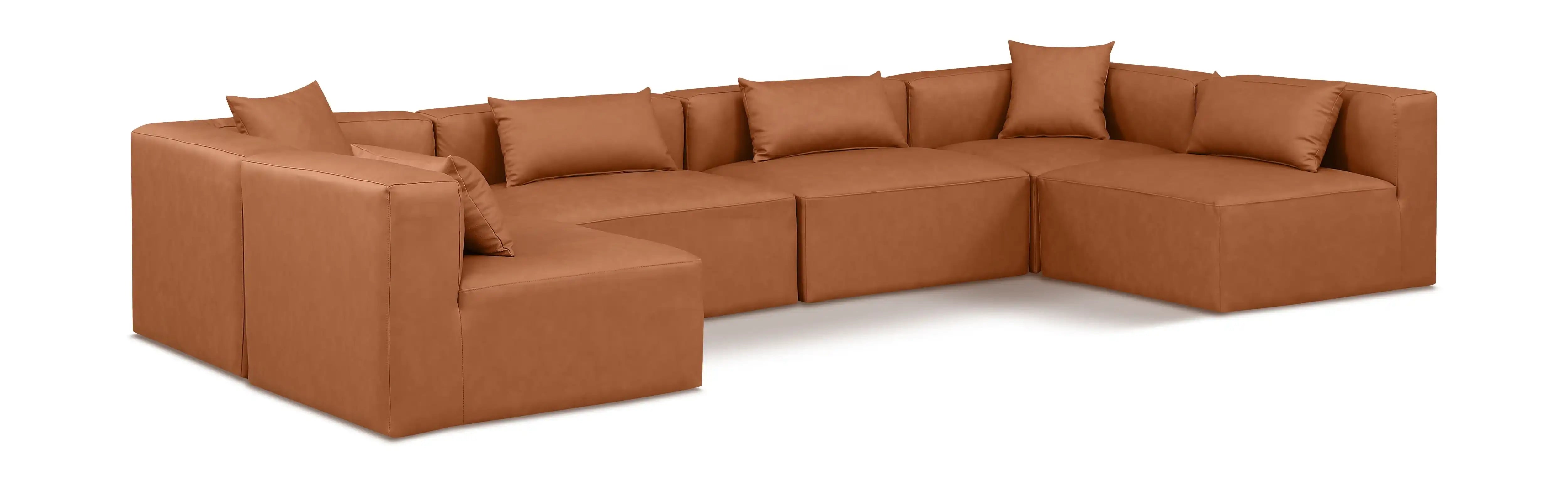 Cube - 6 Piece Modular Armless Sectional - Cognac - Best Buy Furniture