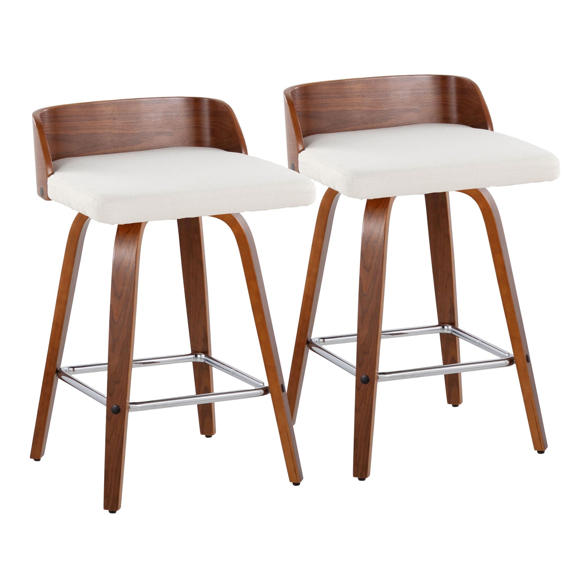 Maya - Mid Century Modern Fixed Height Counter Stool & Swivel With Square Footrest (Set of 2) - Best Buy Furniture