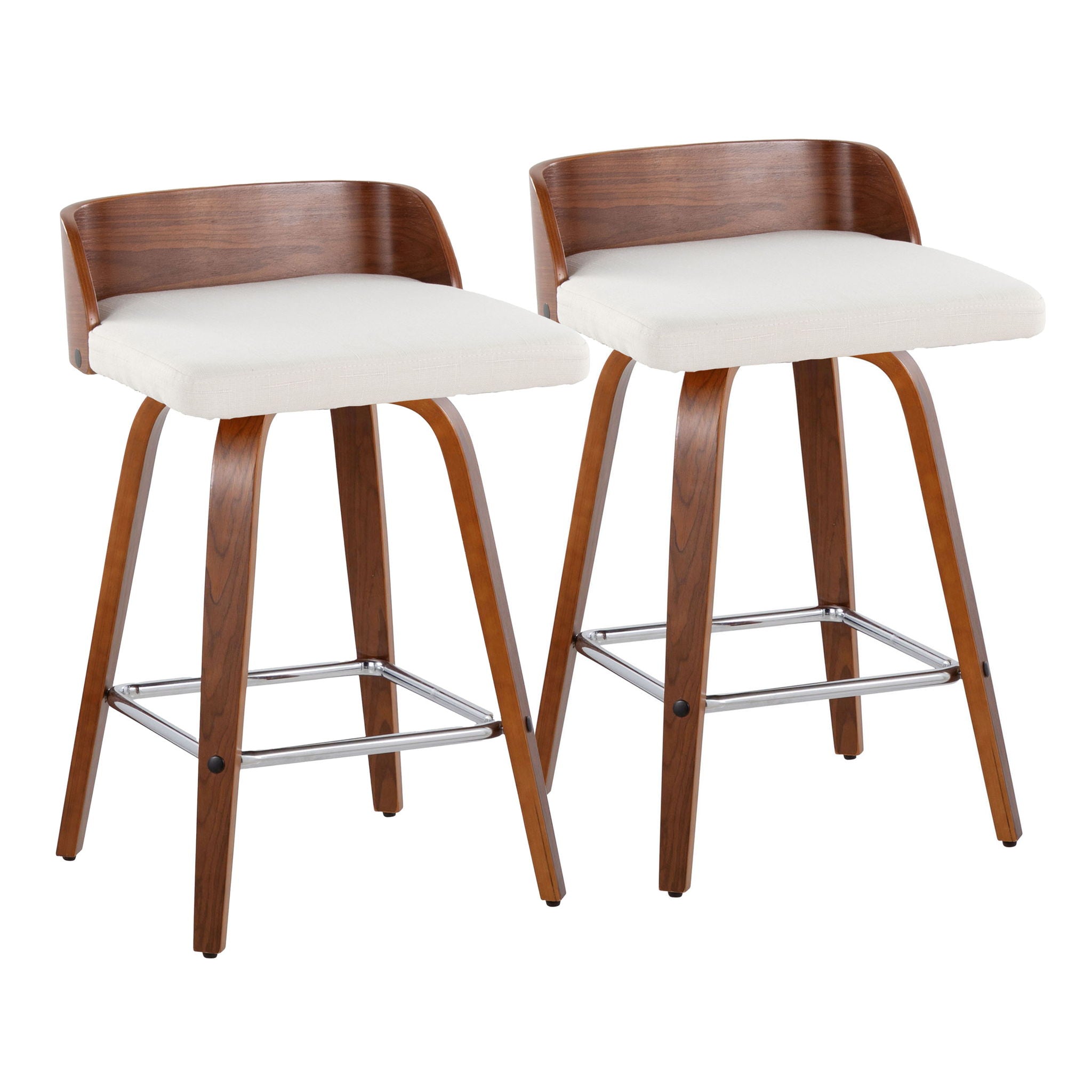 Maya - Mid Century Modern Fixed Height Counter Stool & Swivel With Square Footrest (Set of 2) - Best Buy Furniture