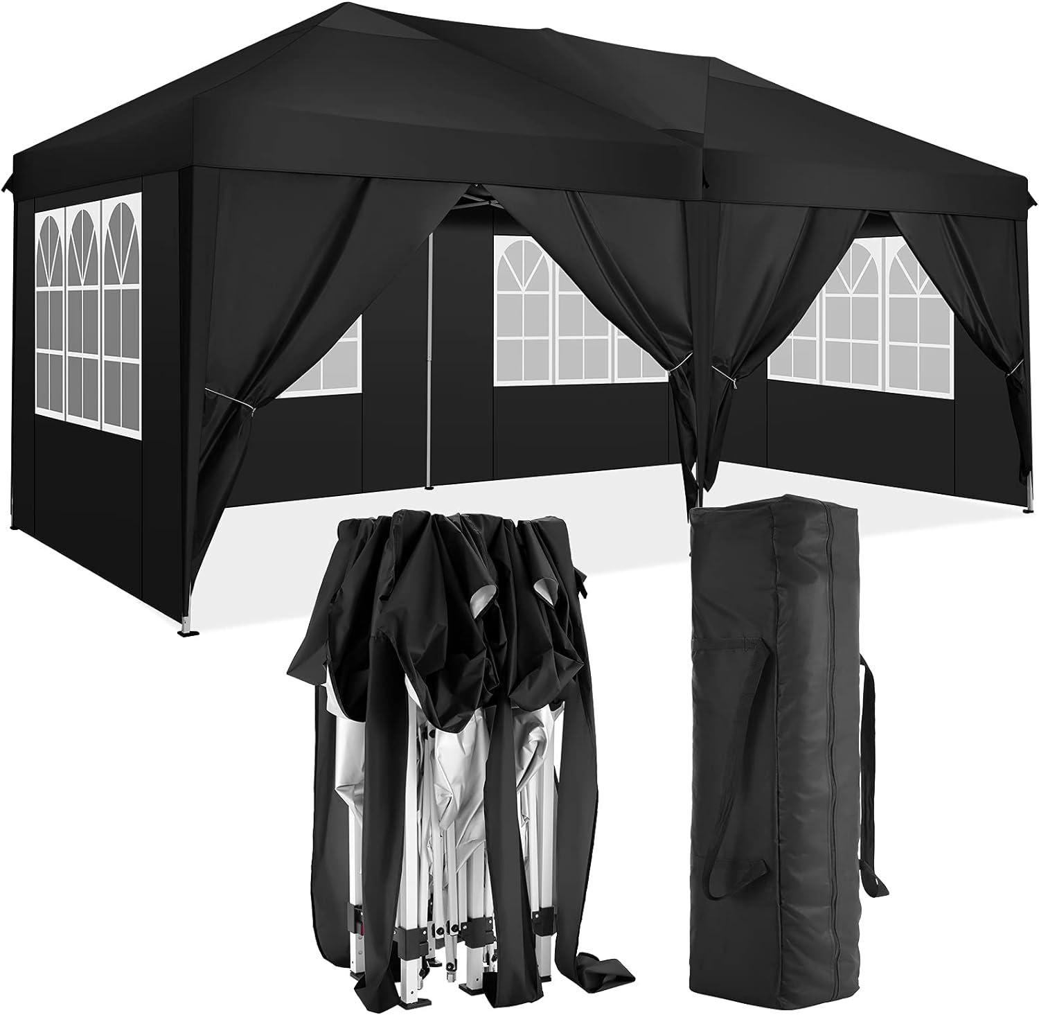 10'X20' Folding Canopy With 6 Removable Sidewalls Outdoor Event Shelter UPF 50+ Gazebo Portable Tents For Parties Beach Camping Wedding Ez Pop Up Canopy - Best Buy Furniture