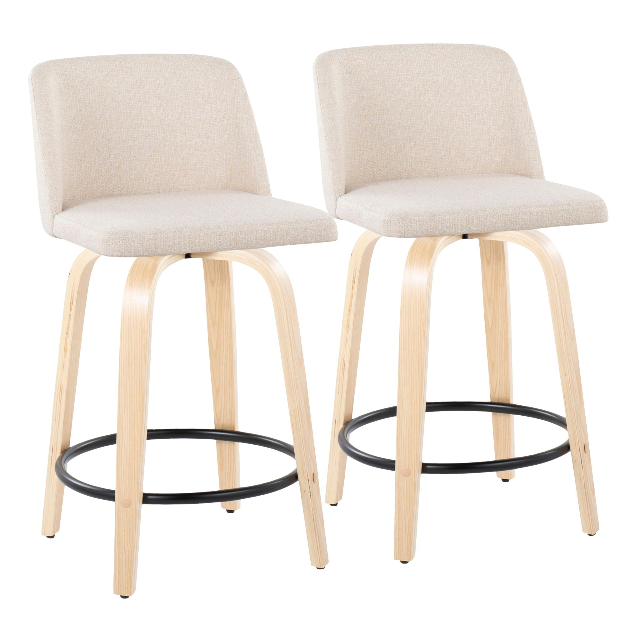 Toriano - Contemporary, Fixed Height Counter Stool With Swivel And Round Footrest (Set of 2) - Best Buy Furniture