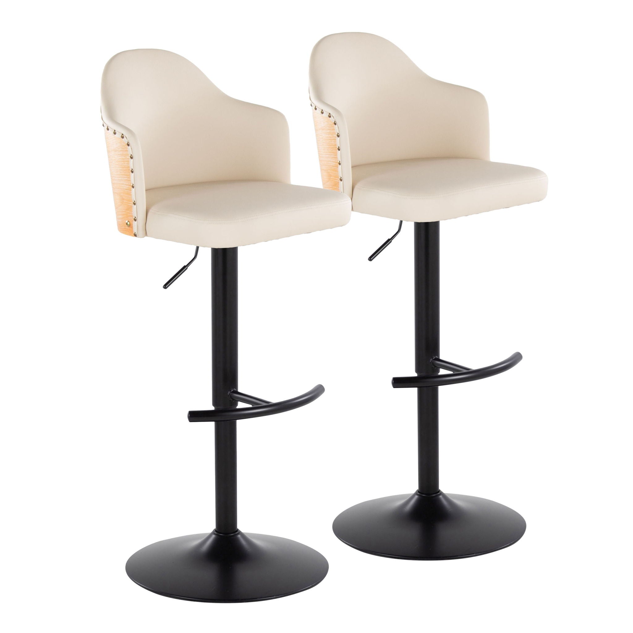 Ahoy - Contemporary Adjustable Barstool, Swivel With Rounded T Footrest (Set of 2) - Best Buy Furniture