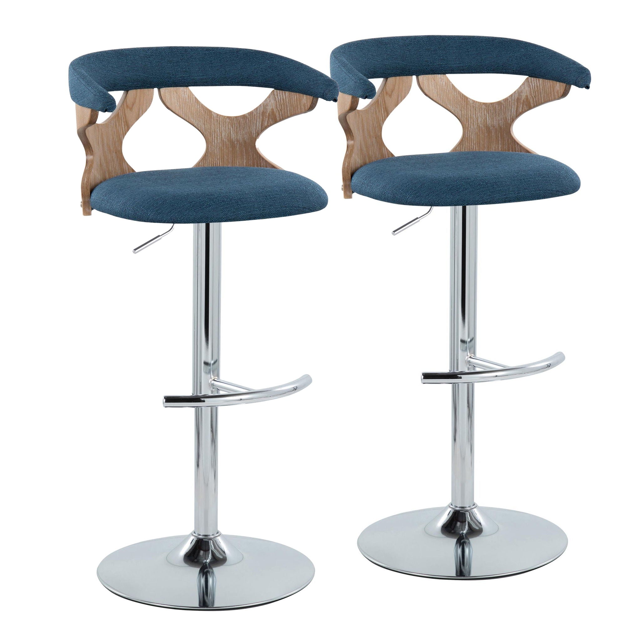 Gardenia - Contemporary Adjustable Barstool With Swivel / Rounded T Footrest (Set of 2) - Best Buy Furniture