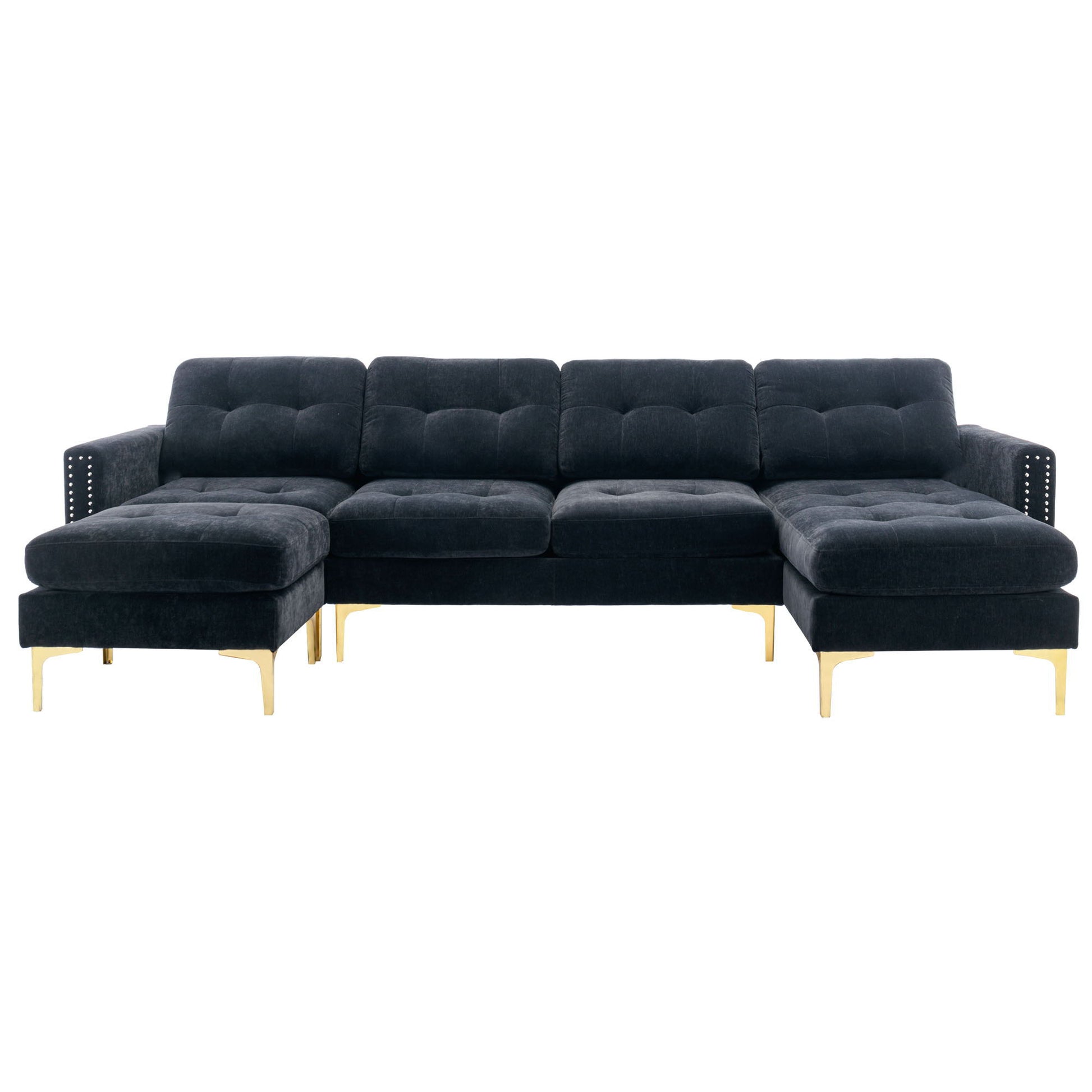 Modern L - Shape Convertible Sectional Sofa With Movable Ottoman - Best Buy Furniture