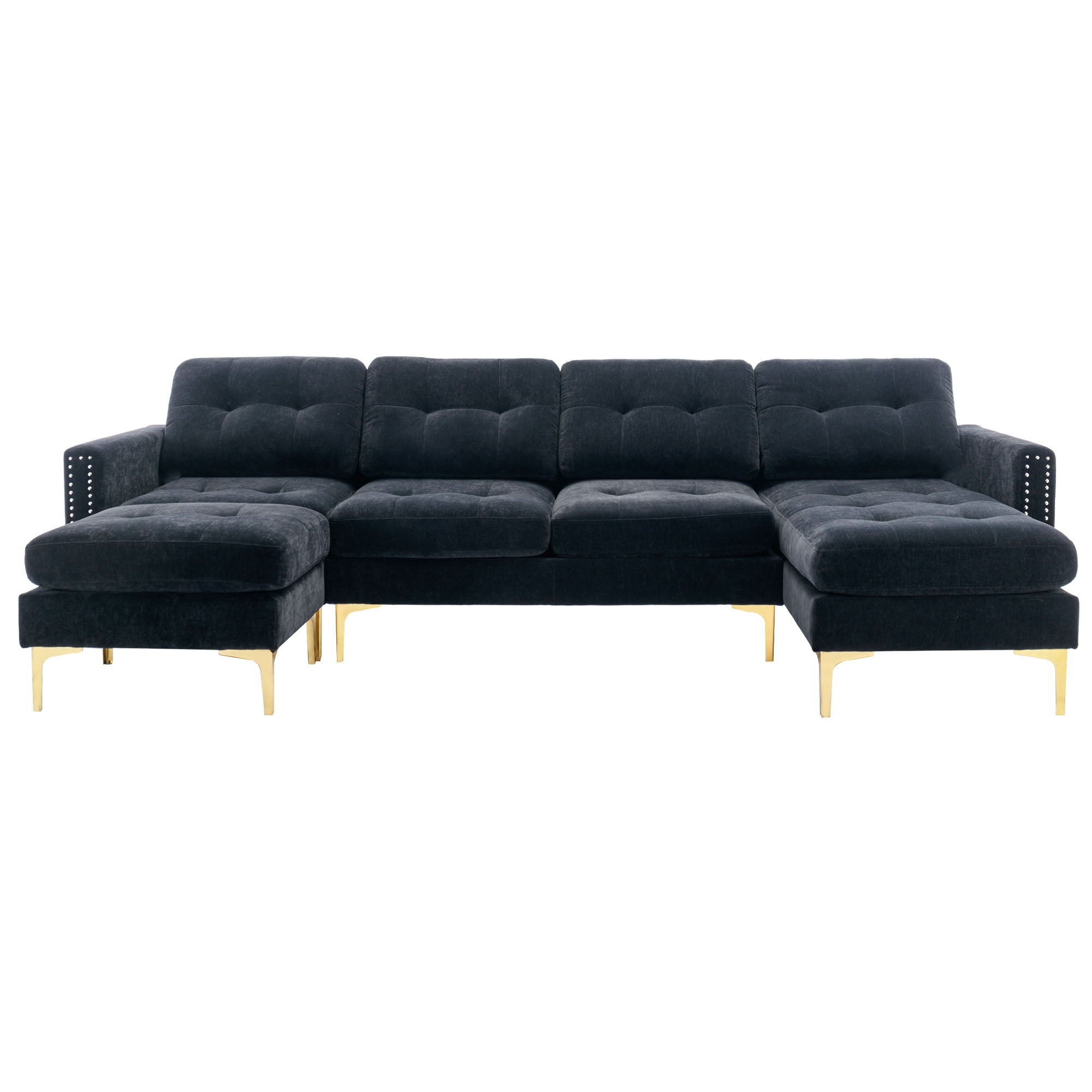 Modern L - Shape Convertible Sectional Sofa With Movable Ottoman - Best Buy Furniture