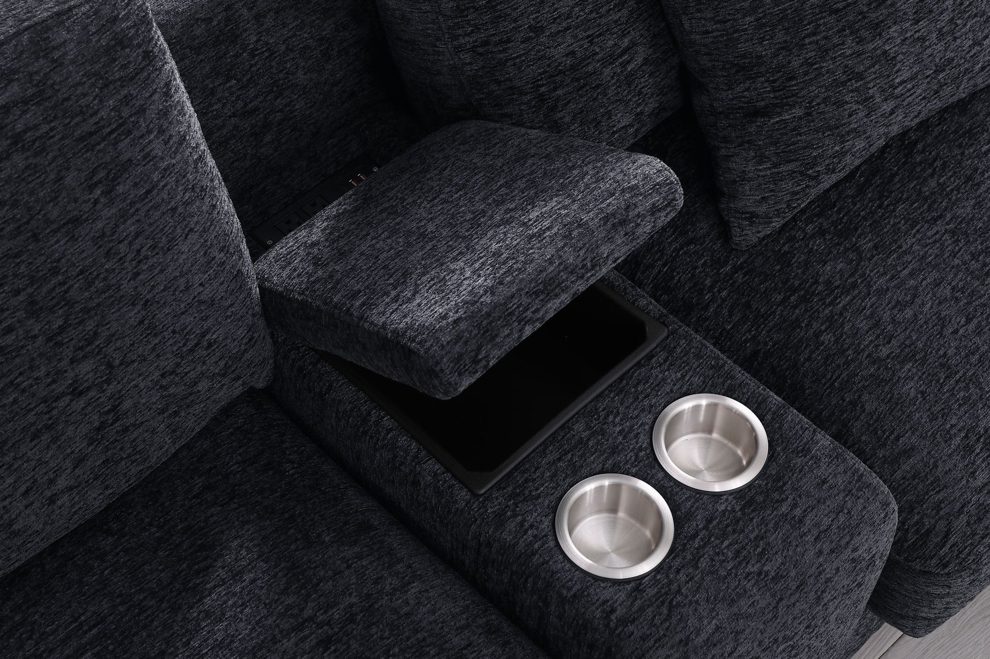 Celine - Chenille Fabric Corner Sectional Sofa With Right-Facing Chaise, Cupholders, And Charging Ports - Best Buy Furniture