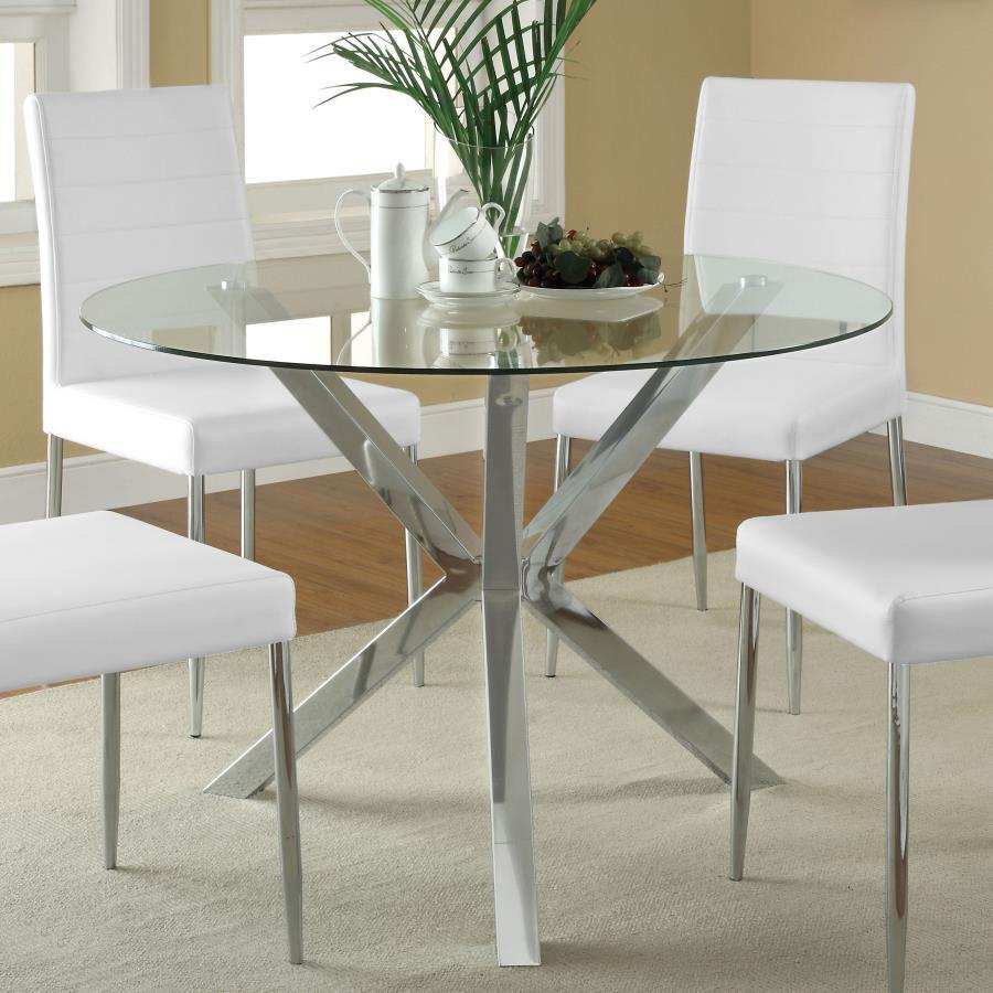 Vance - Round Glass Top Asterisk Dining Table - Chrome - Best Buy Furniture
