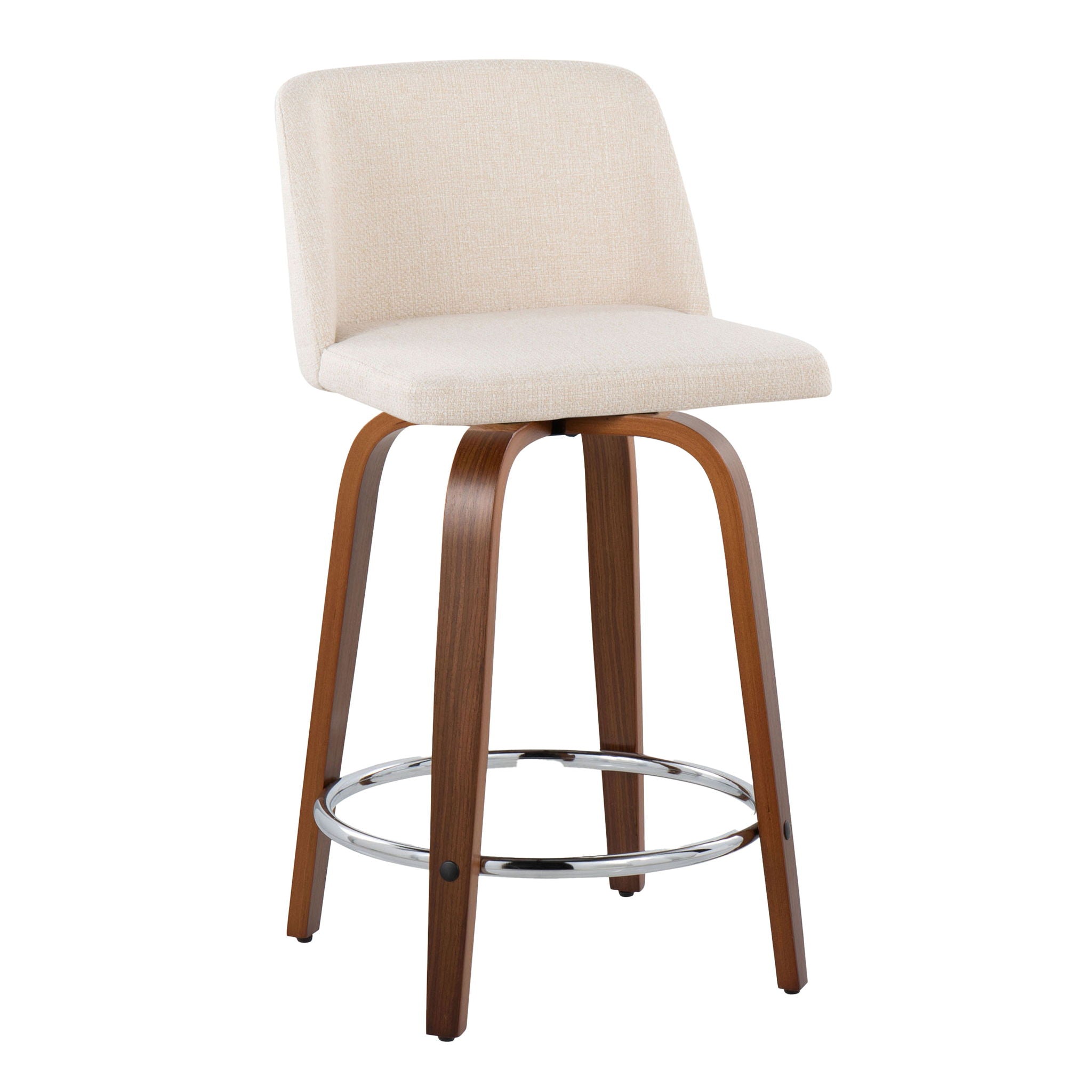 Toriano - Mid Century Modern Fixed Height Counter Stool With Swivel With Round Footrest (Set of 2) - Best Buy Furniture