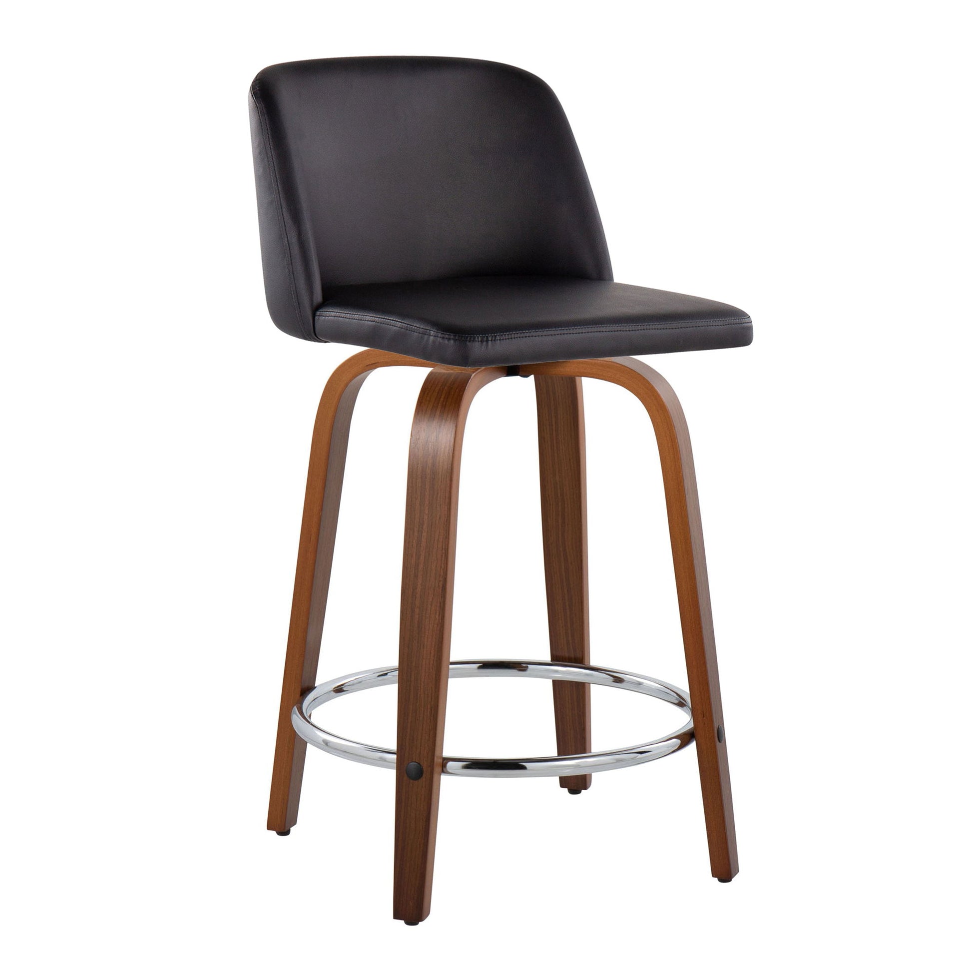Toriano - Mid Century Modern Fixed Height Counter Stool With Swivel With Round Footrest (Set of 2) - Best Buy Furniture