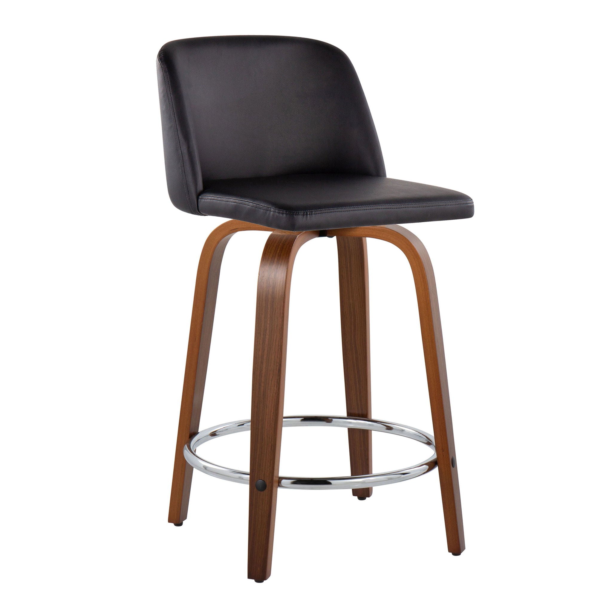 Toriano - Mid Century Modern Fixed Height Counter Stool With Swivel With Round Footrest (Set of 2) - Best Buy Furniture