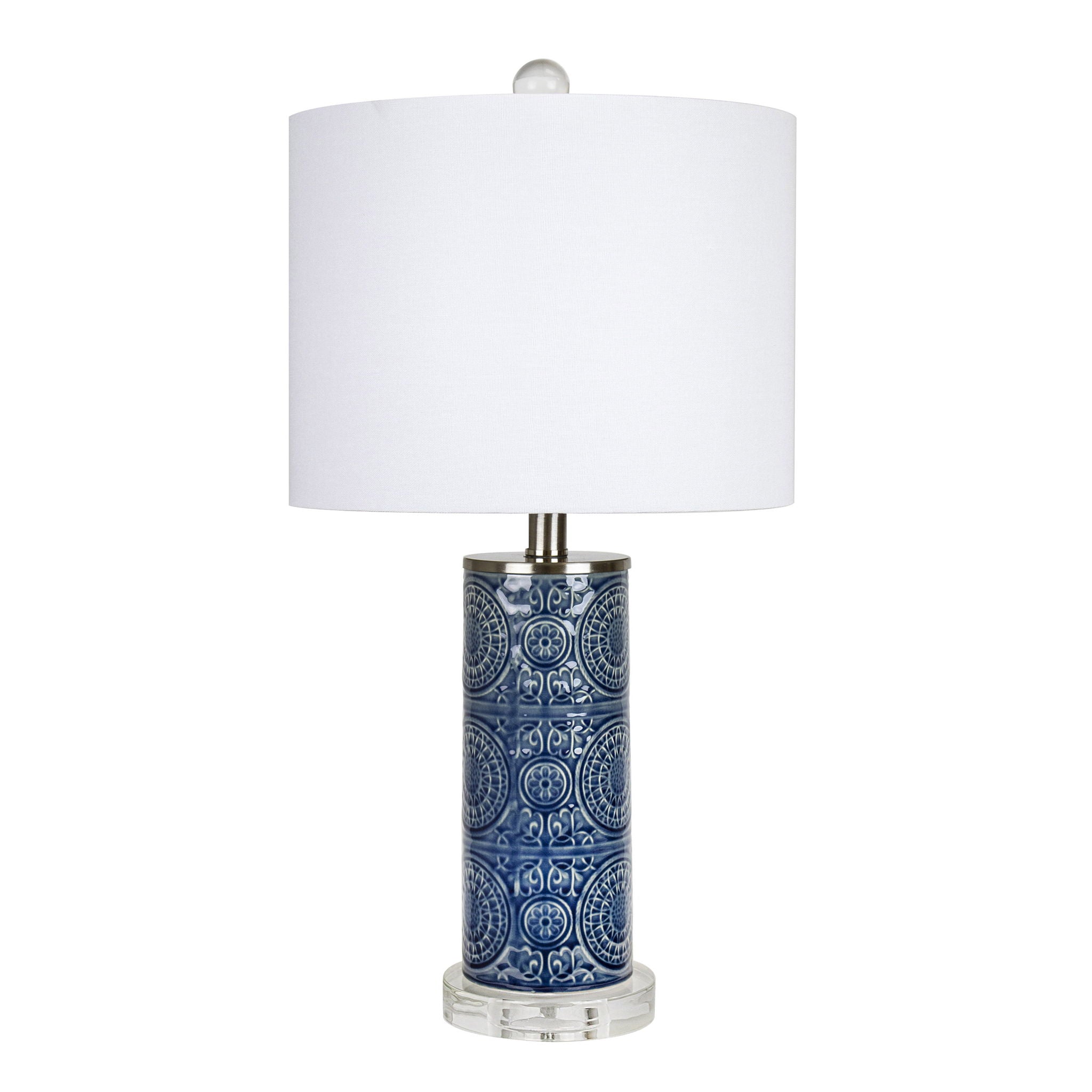 Spyro - Contemporary Table Lamp - Bijou Blue / White / Clear Crystal / Nickel - Best Buy Furniture