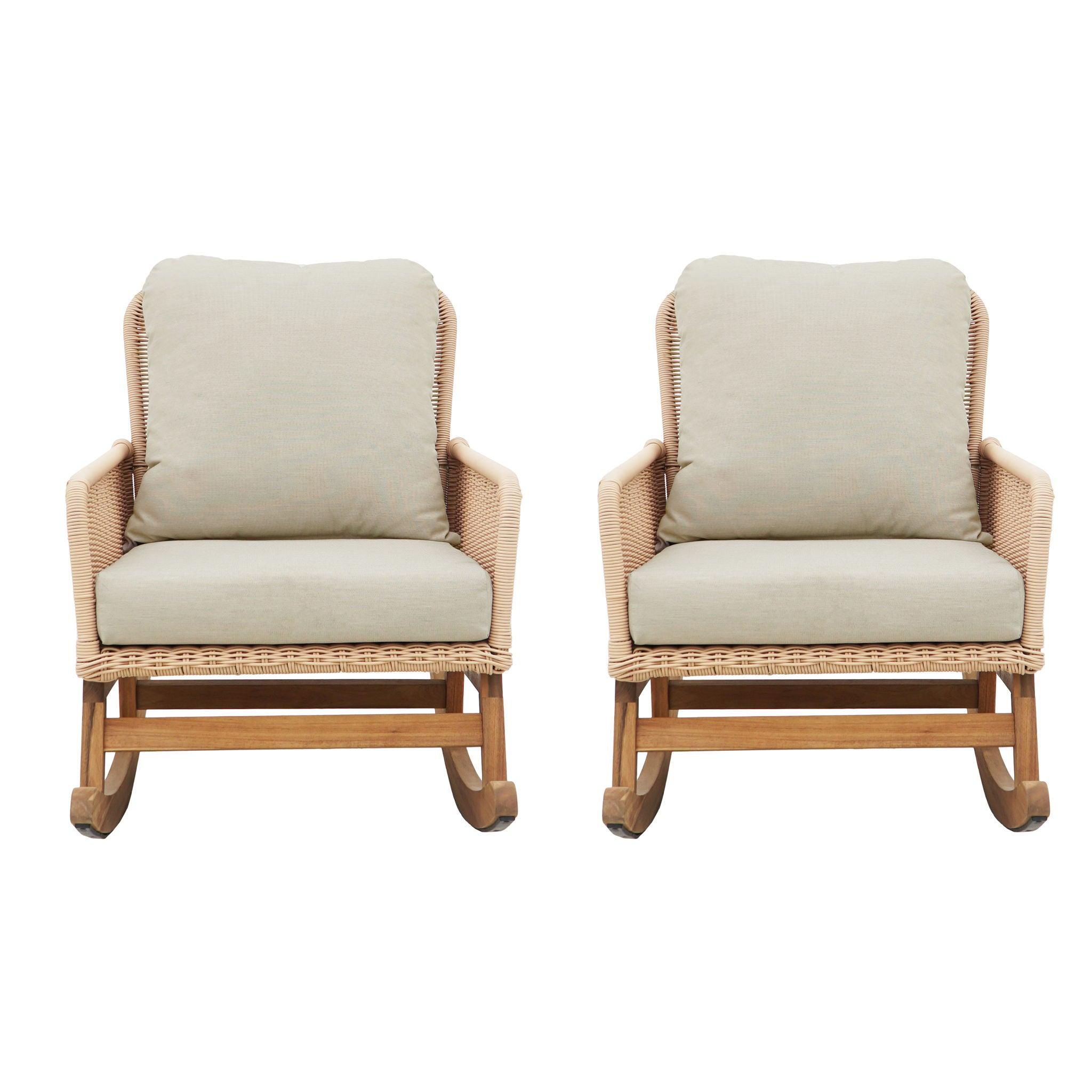 Contemporary Minimalist Wicker Rocking Chair With Soft Cushions And Durable Wooden Frame - Best Buy Furniture