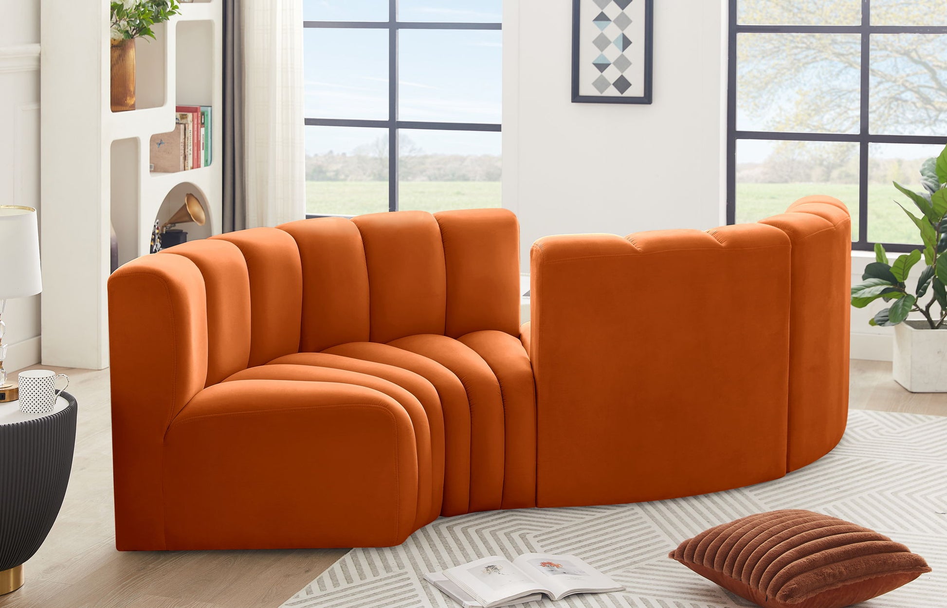 Arc - Velvet 4 Piece Curved Modular Sofa - Best Buy Furniture