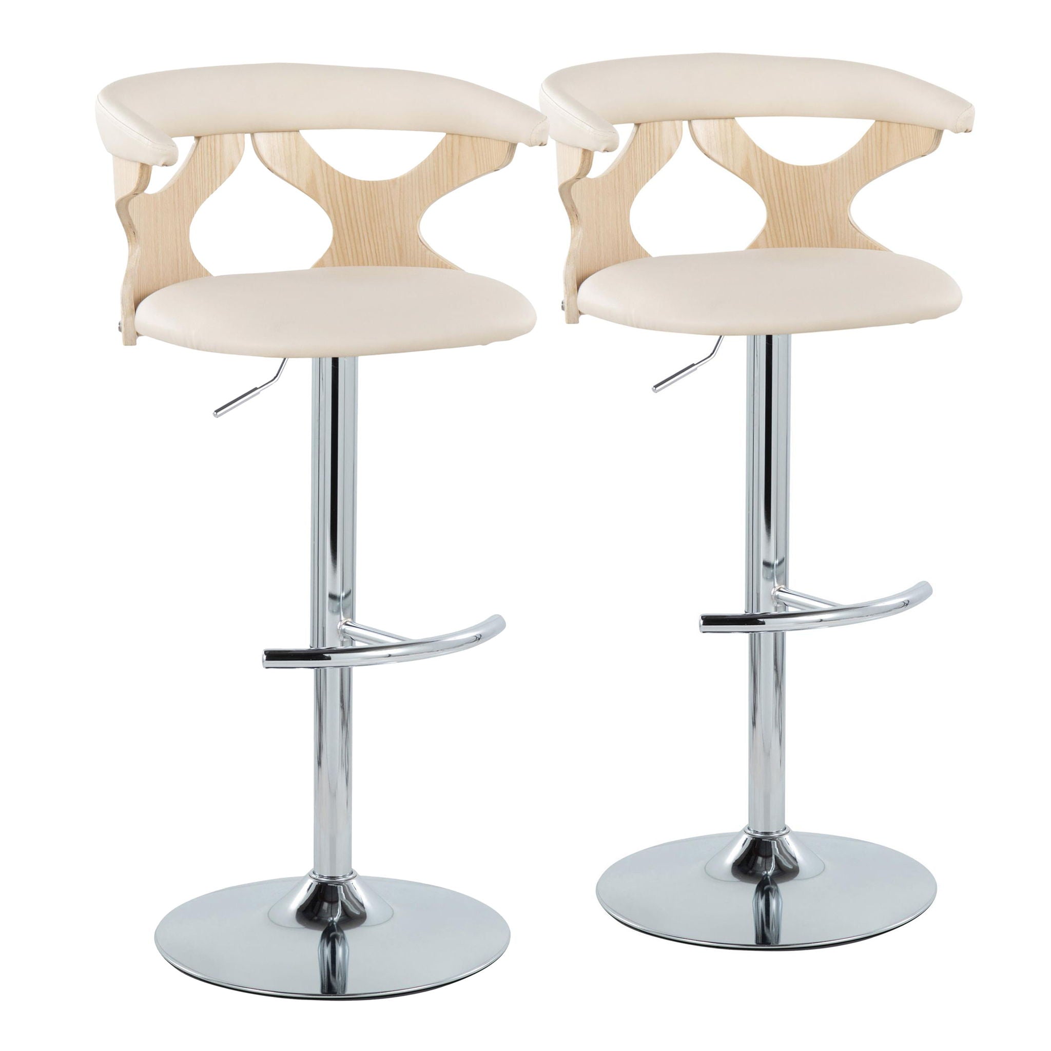 Gardenia - Contemporary Adjustable Barstool & Swivel, Rounded T Footrest (Set of 2) - Best Buy Furniture