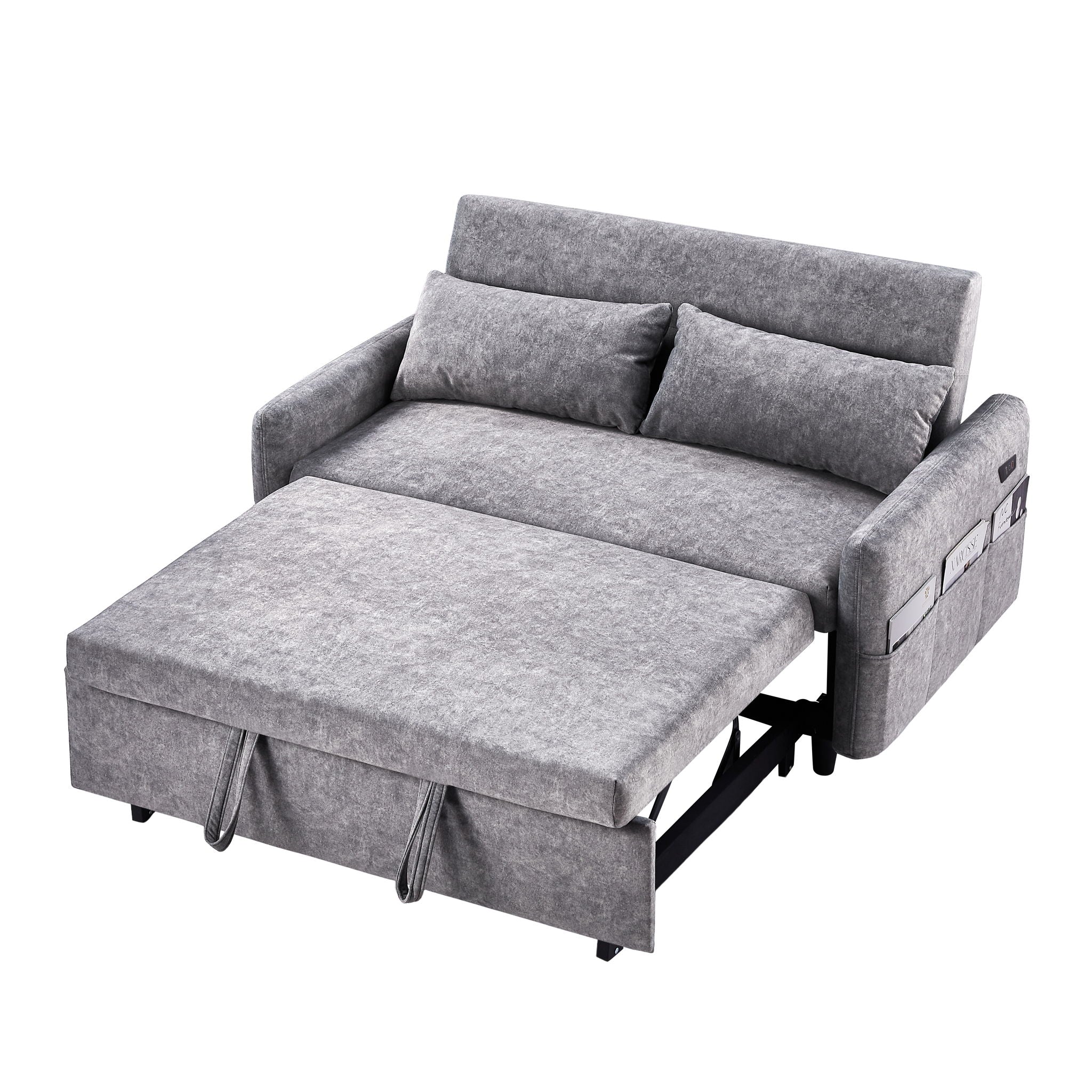 Pull Out Sleep Sofa Bed Loveseats Sofa Couch With Adjsutable Backrest, Storage Pockets, 2 Soft Pillows, USB Ports For Living Room, Bedroom, Apartment, Office - Best Buy Furniture