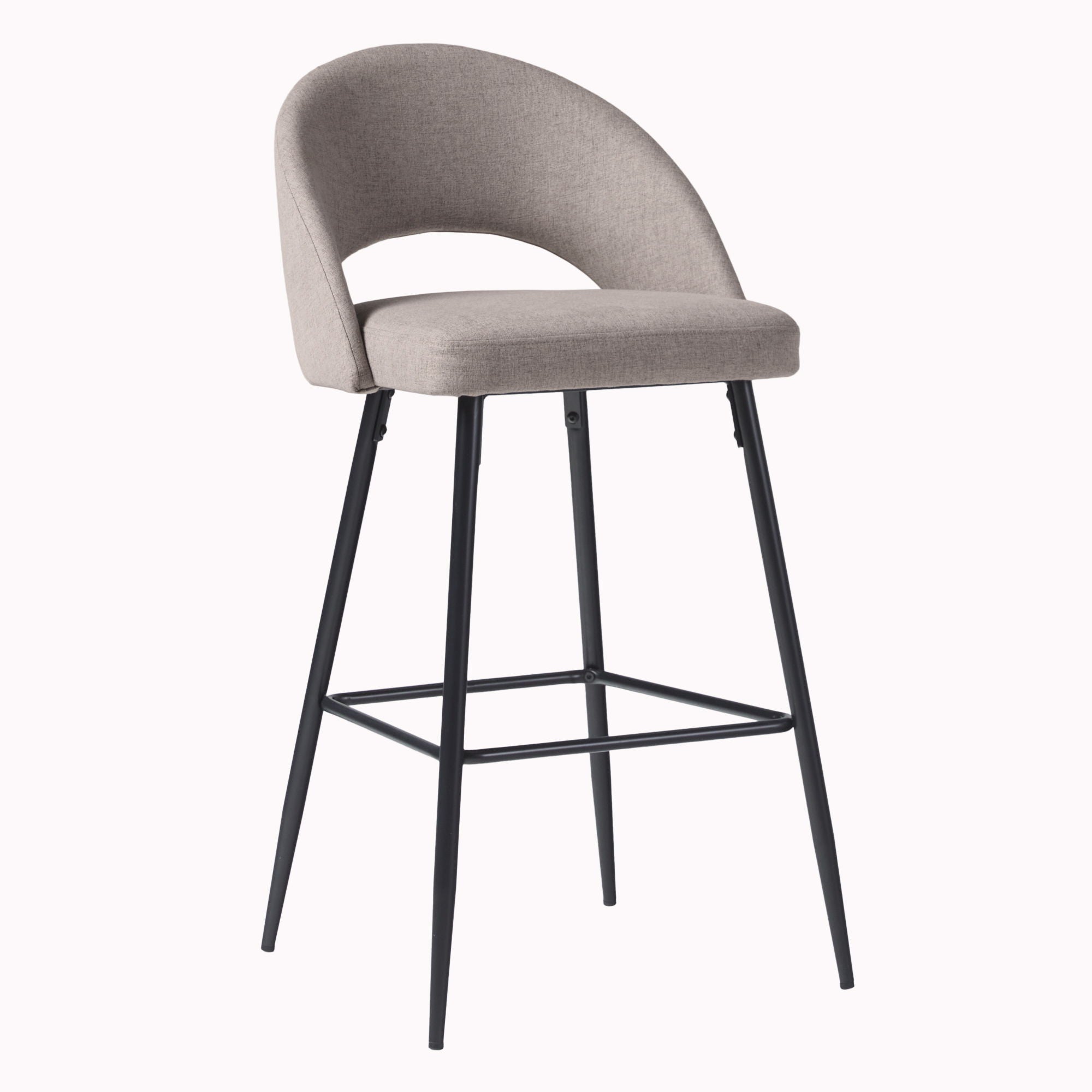 Modern 2 Piece Minimalist Upholstered Bar Stool Set - Mushroom - Best Buy Furniture