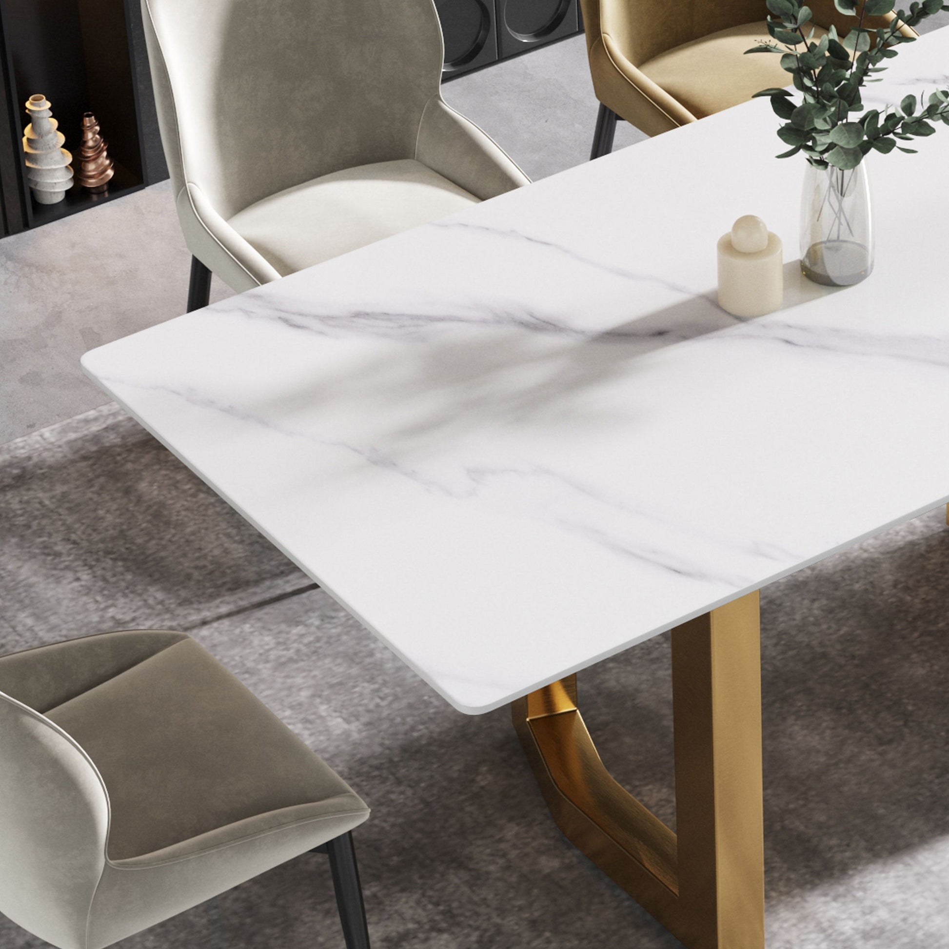 Modern Artificial Stone White Straight Edge Metal Leg Dining Table - Best Buy Furniture