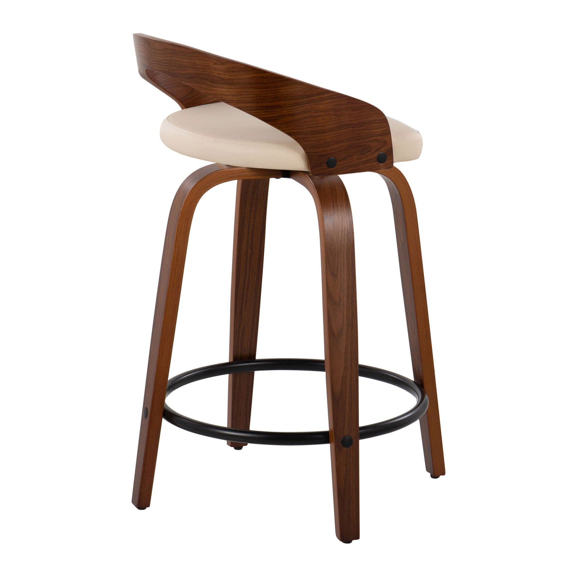 Grotto - Mid-Century Modern Fixed Height Counter Stool & Swivel With Round Footrest (Set of 2) - Best Buy Furniture