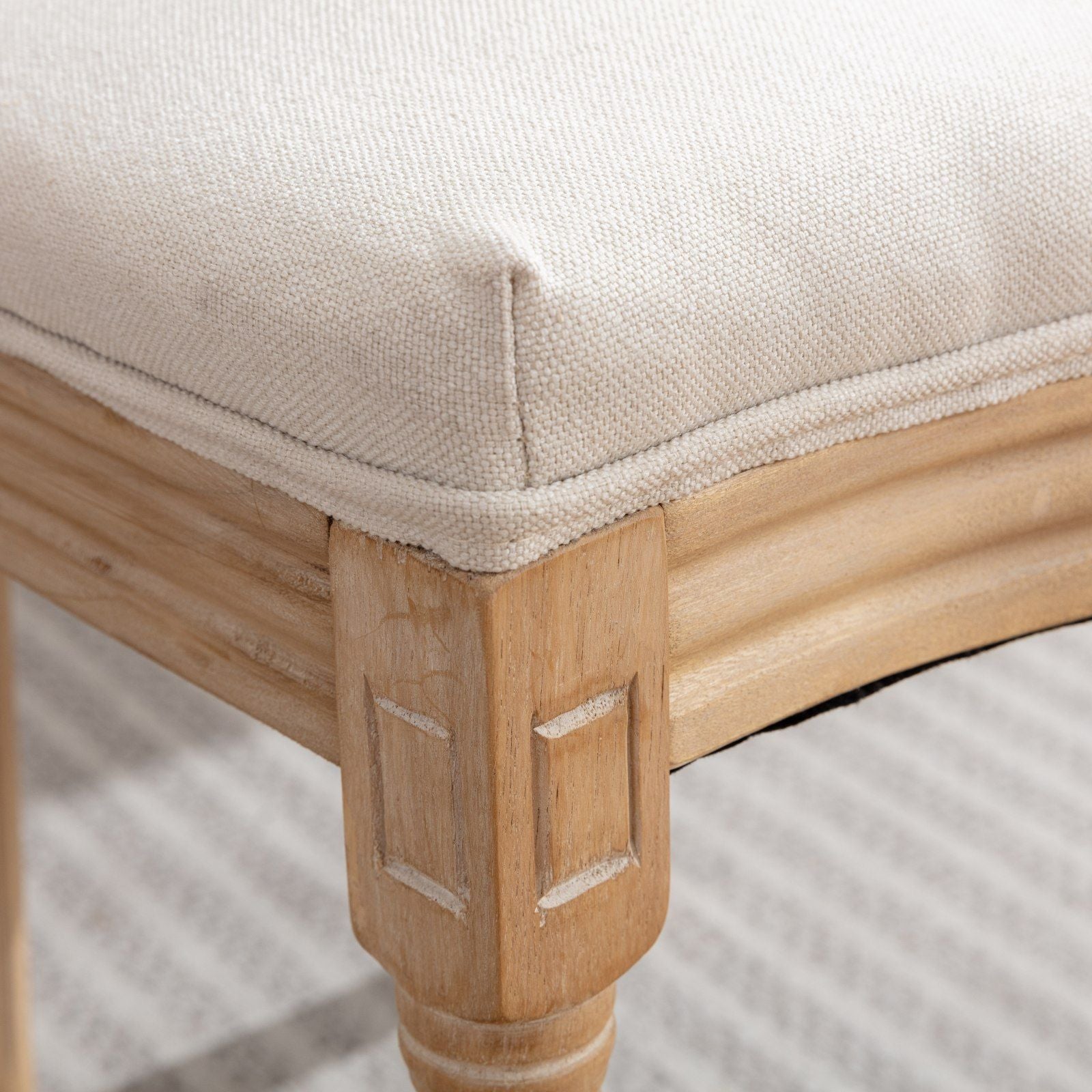 French Style Solid Wood Frame Antique Painting Linen Fabric Rattan Back Dining Chair (Set of 2) - Best Buy Furniture