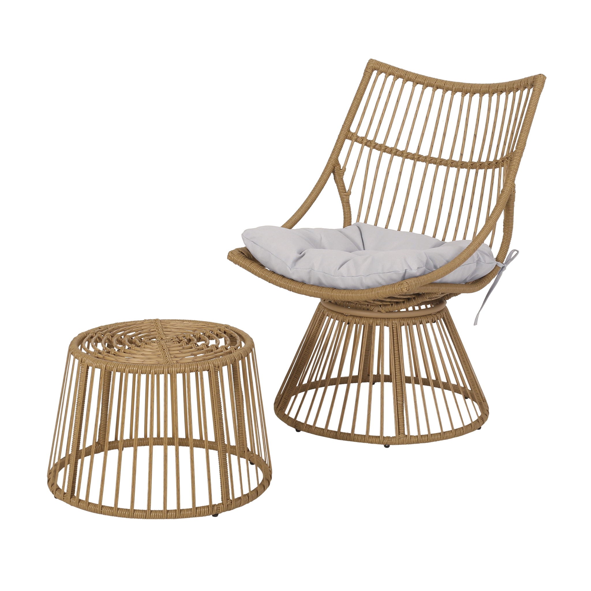 2 Piece Rattan Patio Set With Club Chair And Side Table - Beige / Light Brown - Best Buy Furniture