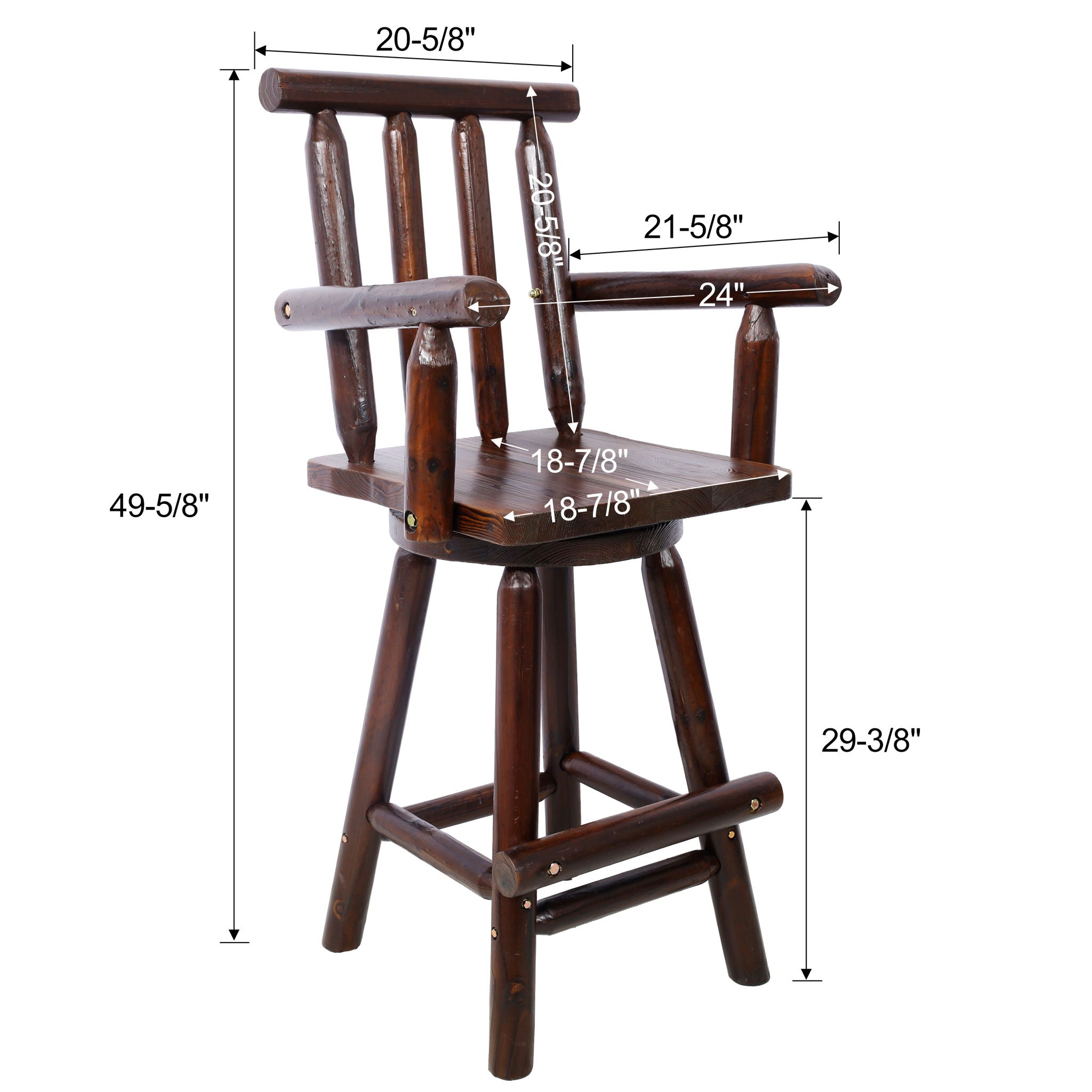 Rustic Bar Stool, Fir Wood Construction, Wide Armrest - Best Buy Furniture