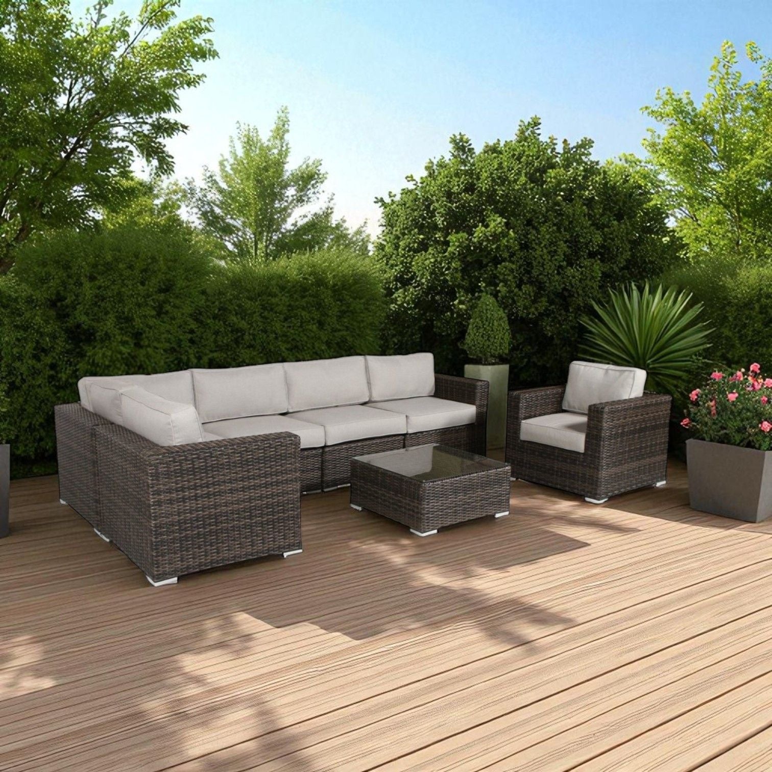 Wicker Seating Group Set With Table And Cushions - Best Buy Furniture