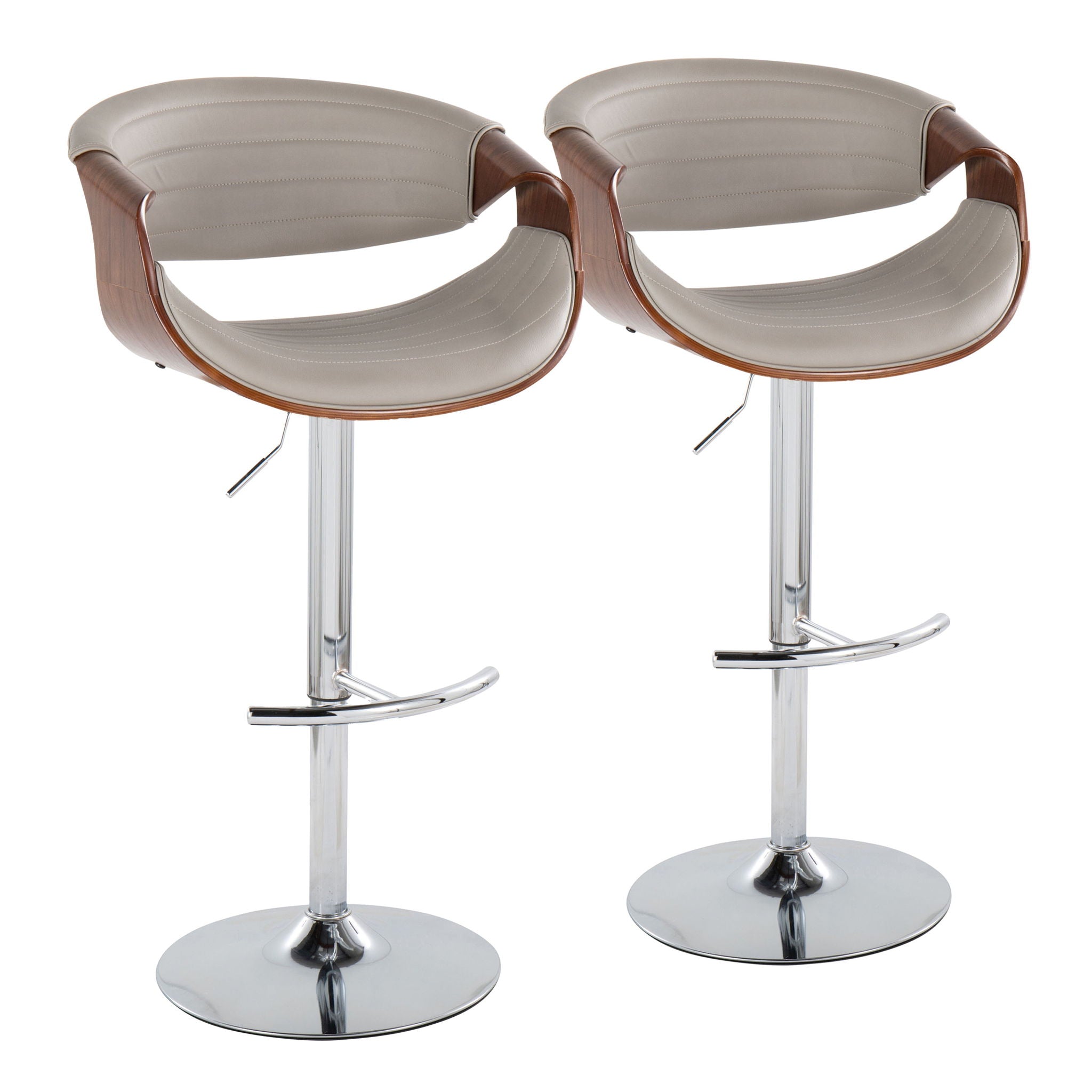 Symphony - Mid Century Modern Adjustable Barstool & Swivel With Rounded T Footrest (Set of 2) - Best Buy Furniture