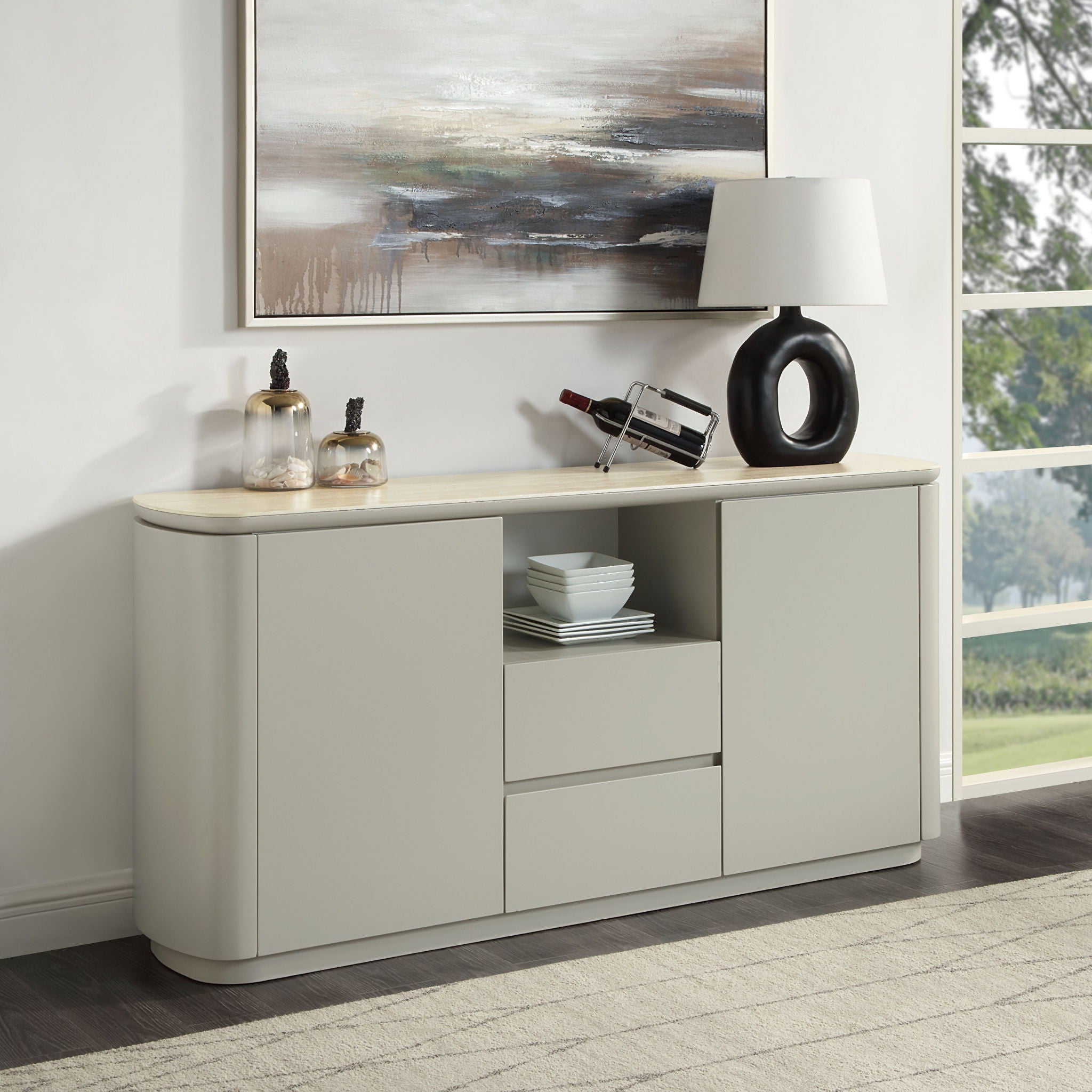 Ingram - Ceramic Top Server - Light Gray - Best Buy Furniture
