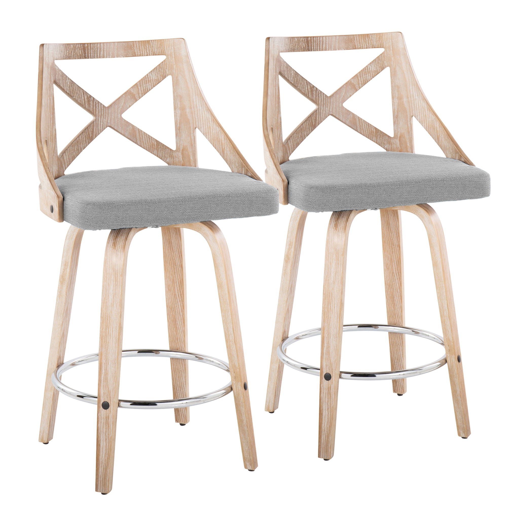 Charlotte - Farmhouse Fixed Height Counter Stool With Swivel And Round Footrest (Set of 2) - Best Buy Furniture