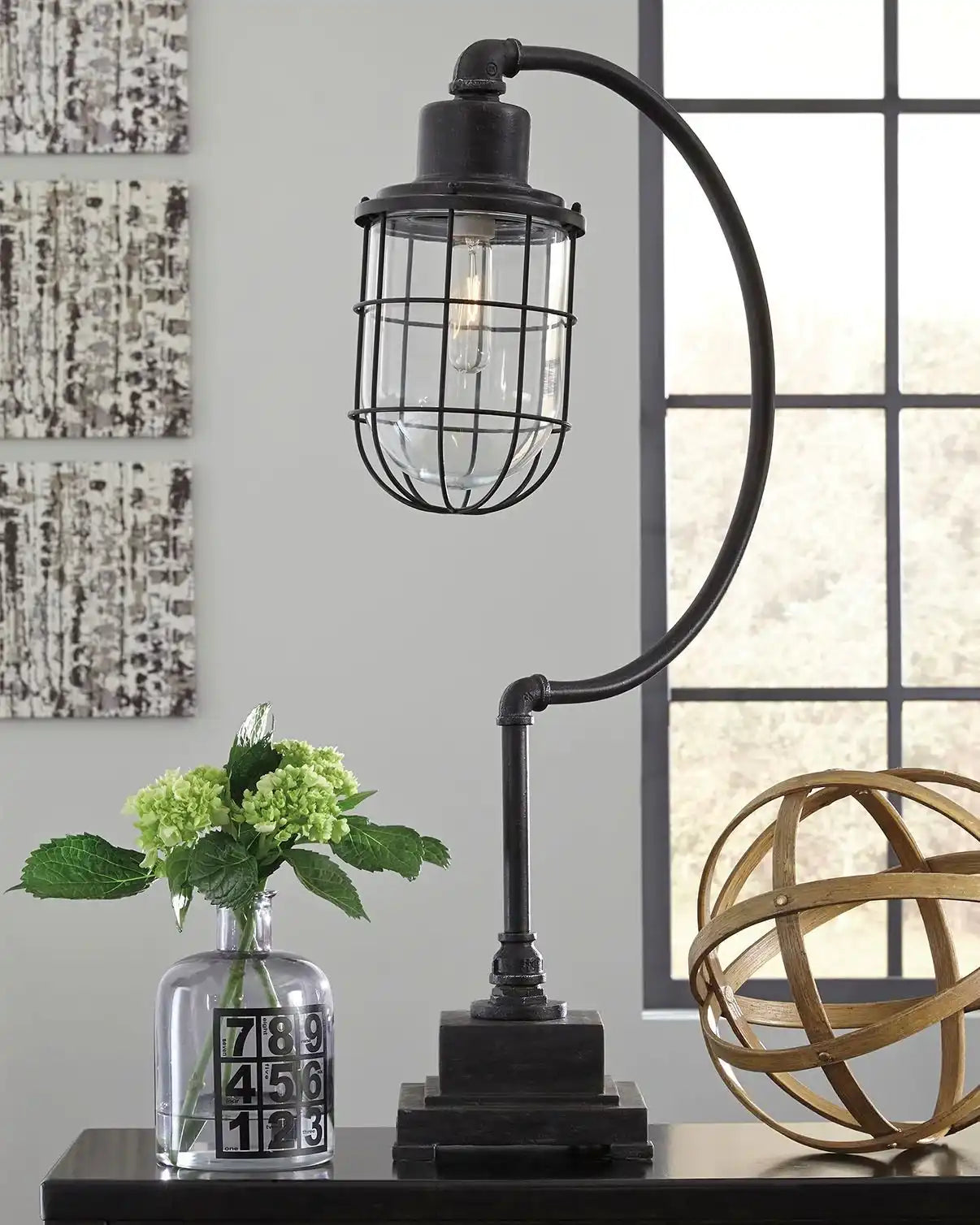 Jae - Metal Desk Lamp - Antique Black - Best Buy Furniture