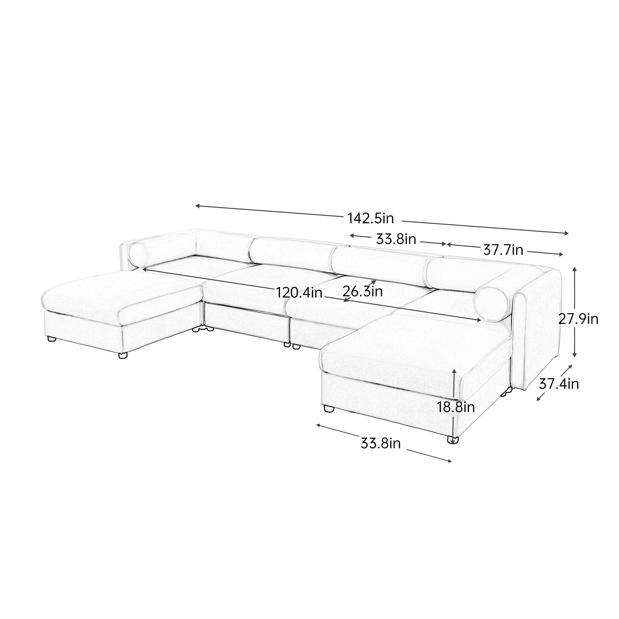 Contemporary Elegant White Chenille Sofa With Storage And Ottoman - Best Buy Furniture