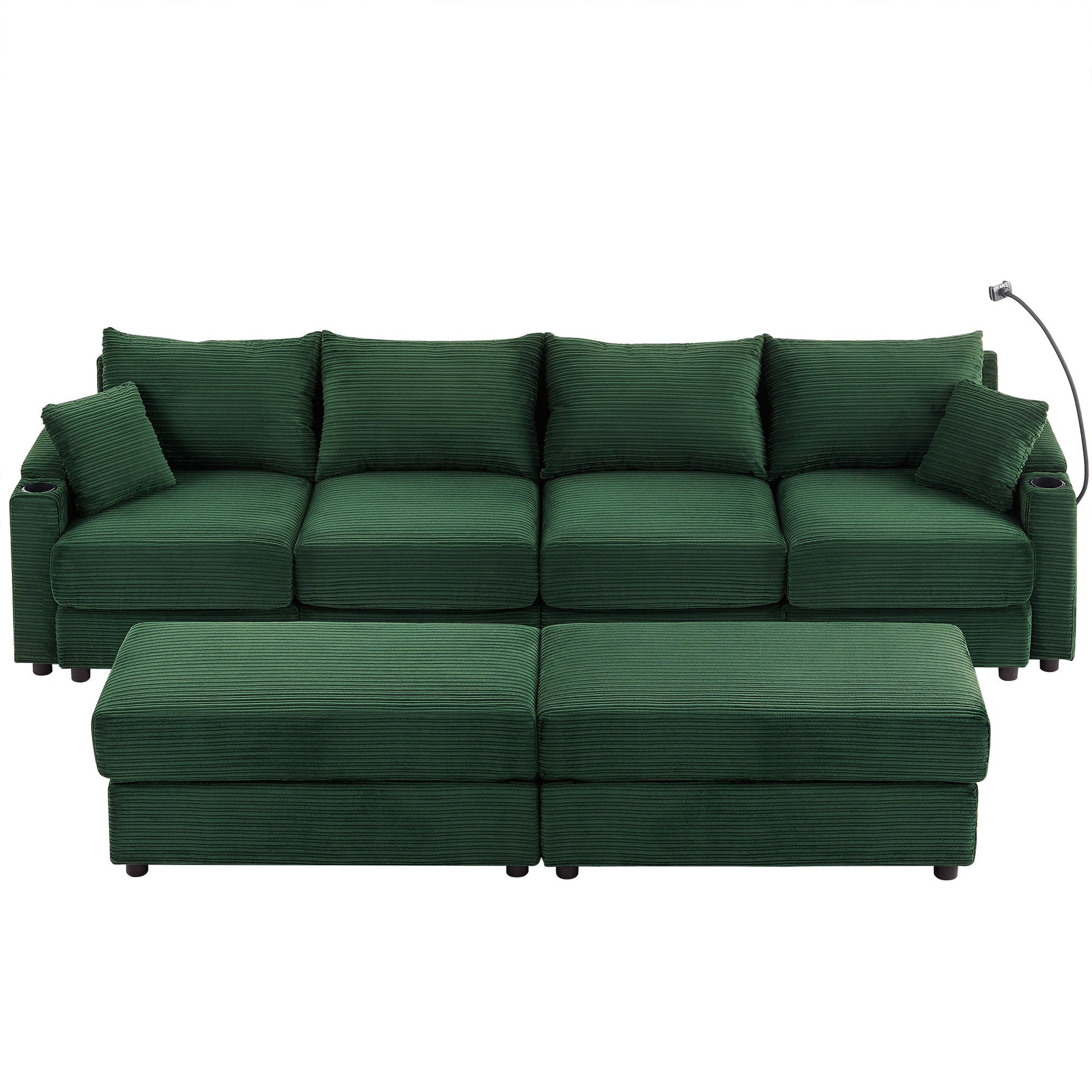 Modern Style Loveseat Sofa Sectional Sofa Couch With Storage Space, A Movable Ottoman, Two USB Ports, Two Cup Holders, A Phone Holder For Living Room - Best Buy Furniture