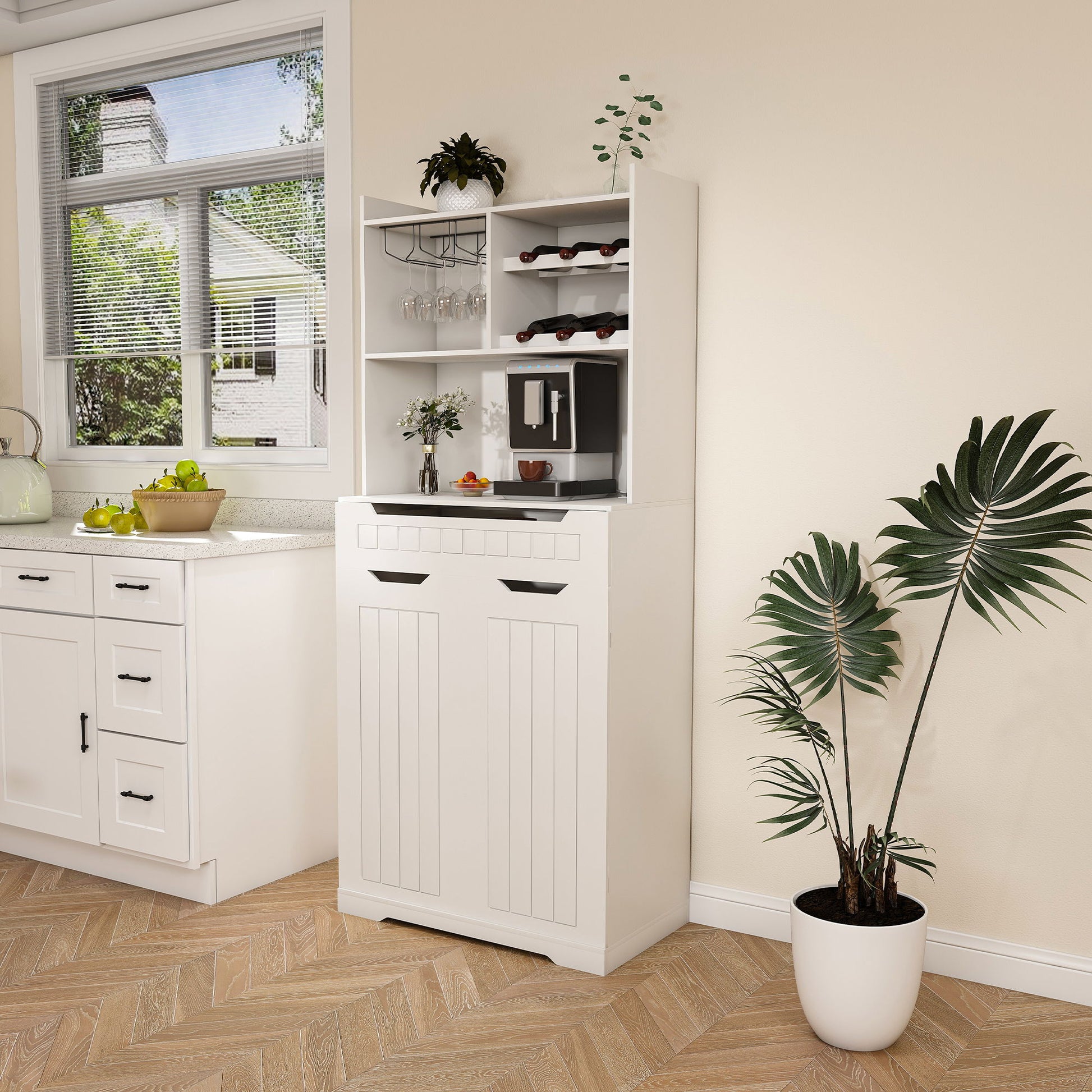 Modern Farmhouse Buffet Cabinet With Hutch Kitchen Storage Sideboard With Drawers & Barn Doors - White - Best Buy Furniture