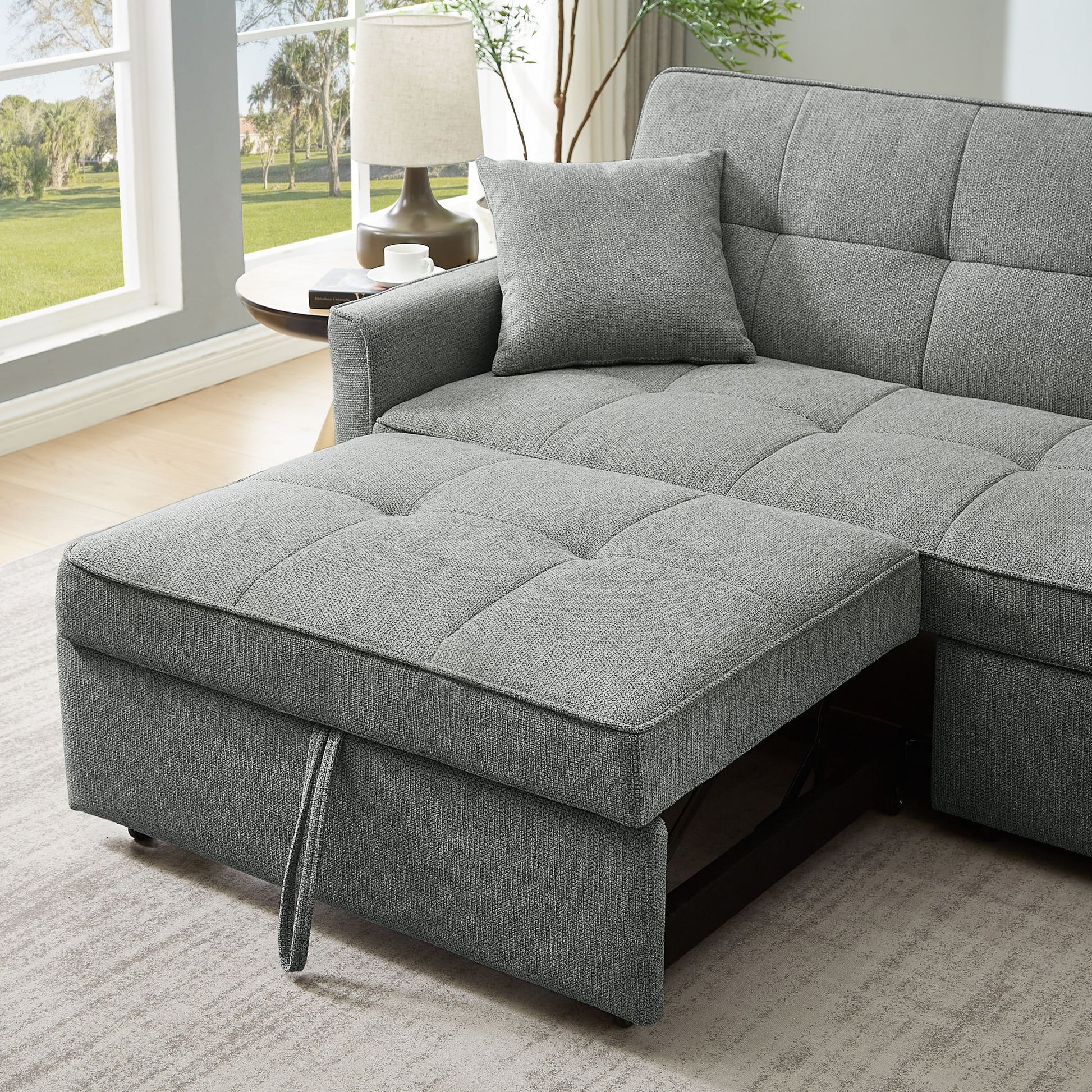 3 In 1 Convertible Sleeper Sofa Bed, Reclining Backrest, Pillows, Pockets - Best Buy Furniture