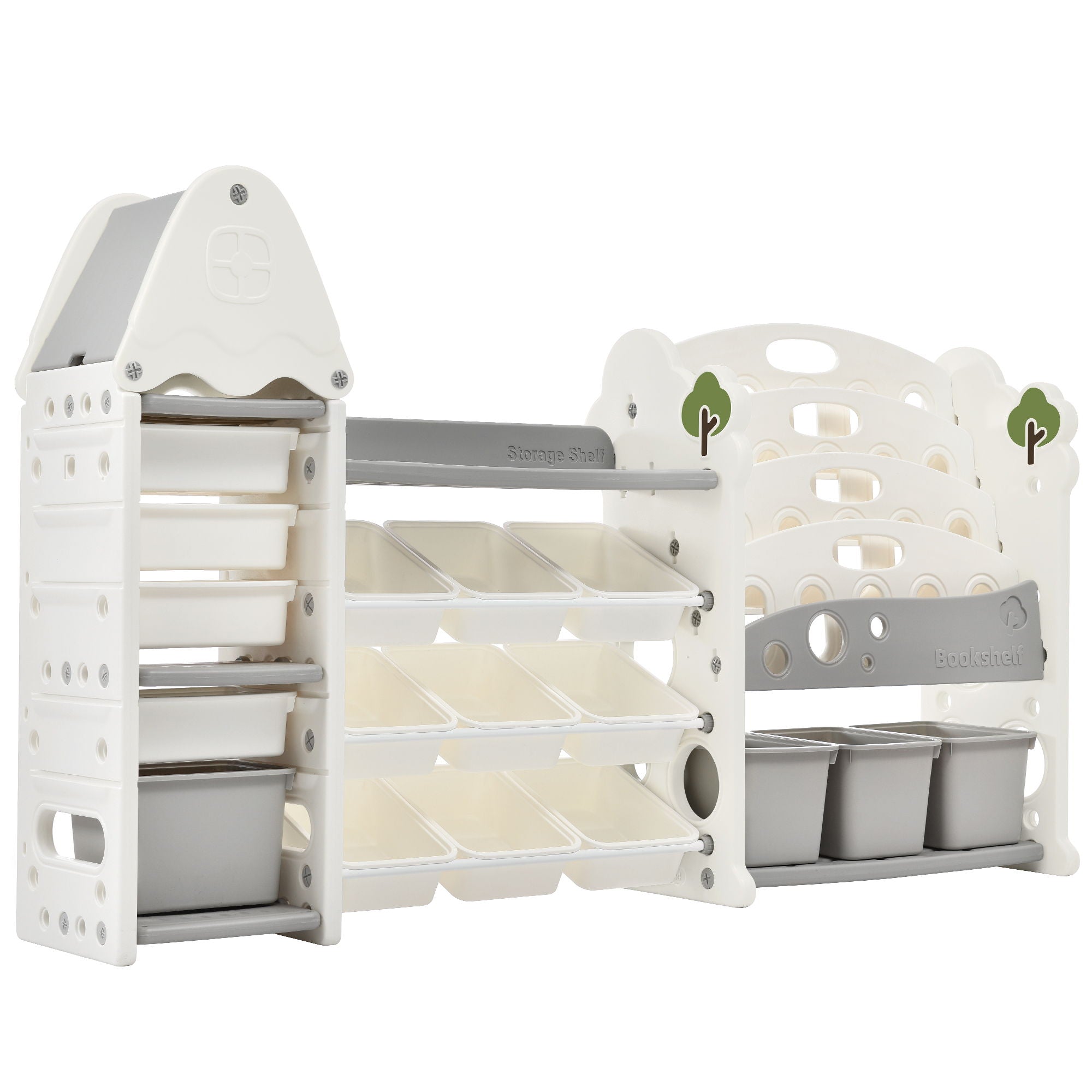 Kids Bookshelf Toy Storage Organizer With 17 Bins And 5 Bookshelves, Multi-Functional Nursery Organizer Kids Furniture Set Toy Storage Cabinet Unit With HDPE SheLF And Bins - Best Buy Furniture