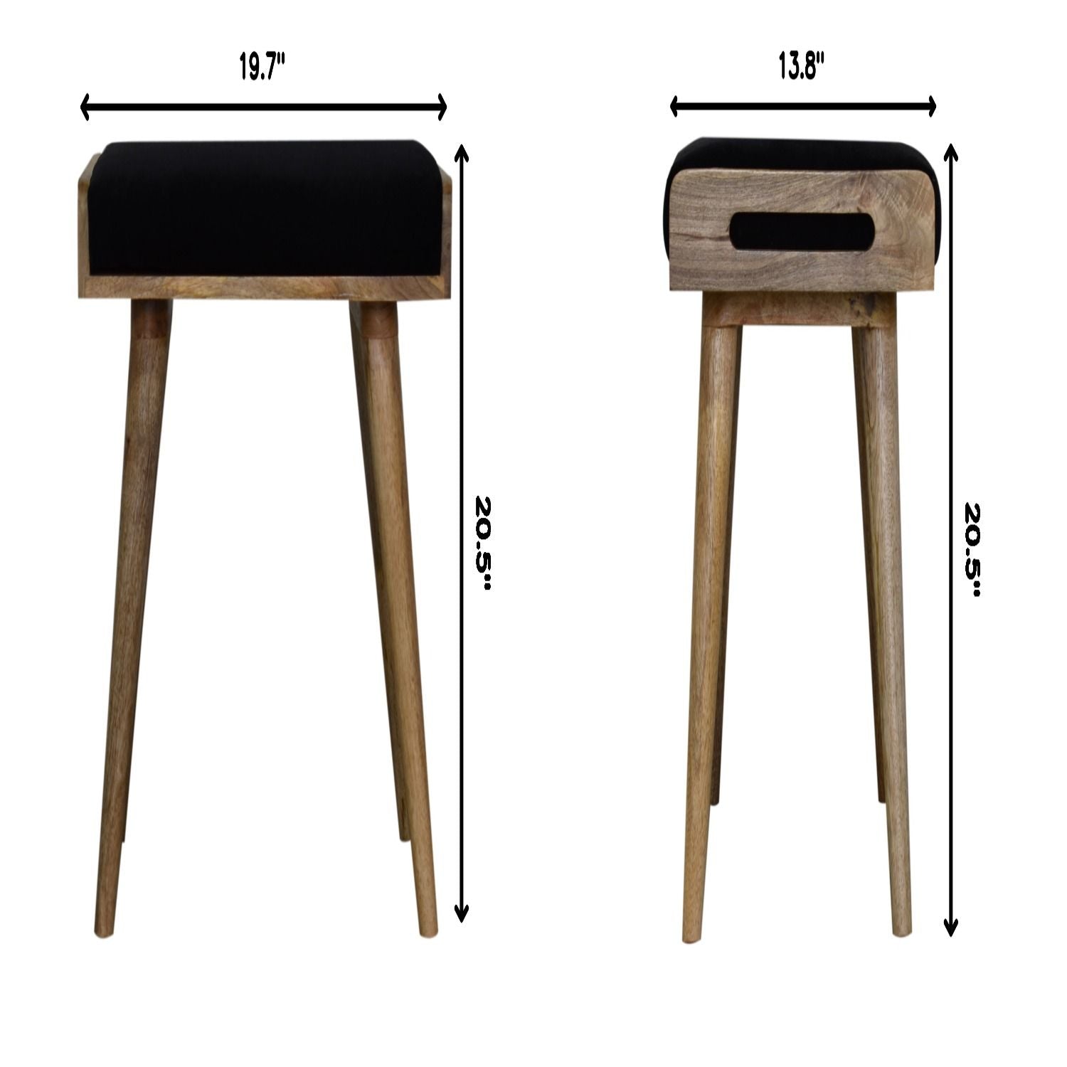 Velvet Tray Style Footstool - Black - Best Buy Furniture