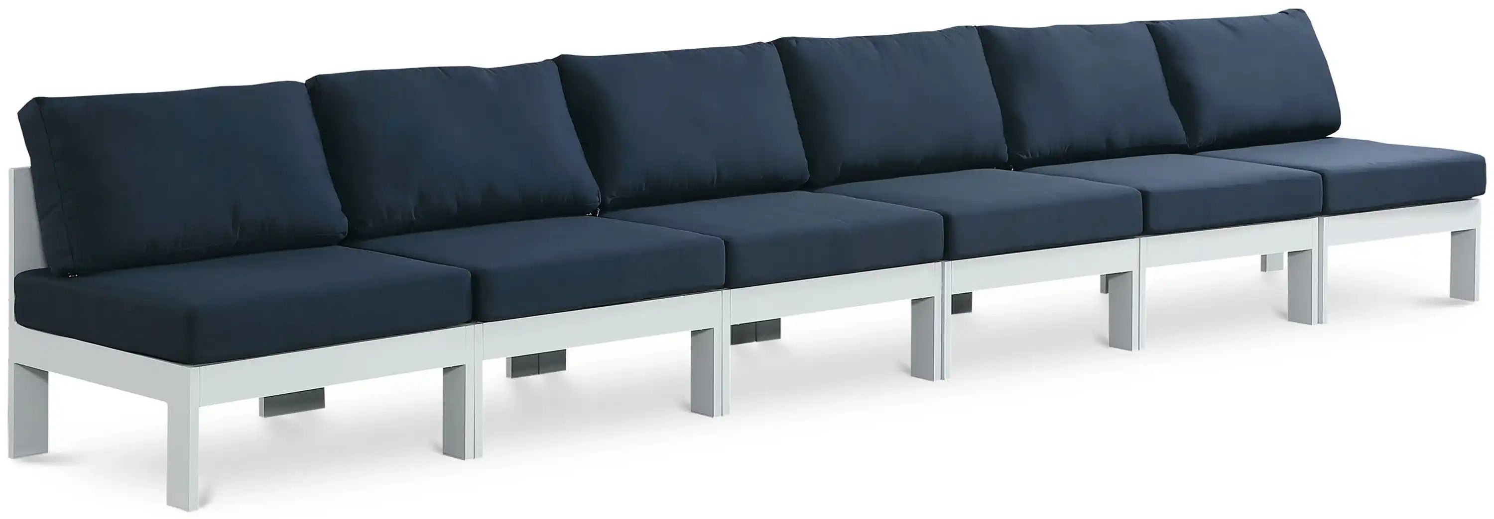 Nizuc - Outdoor Patio 6 Seat Armless Modular Sofa With White Frame - Best Buy Furniture