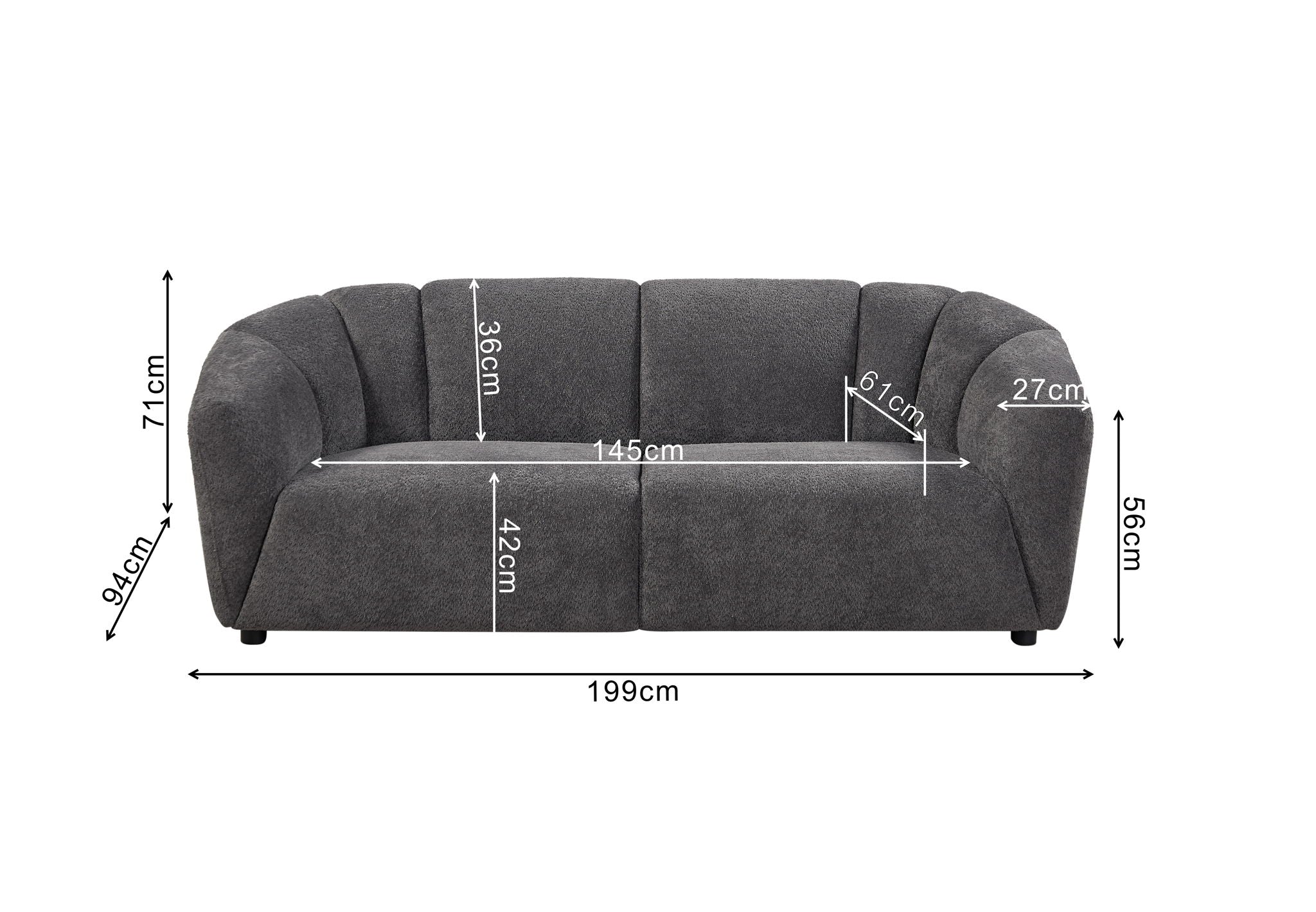 Living Room Sofa 3 Seater With Luxury Boucle - Best Buy Furniture