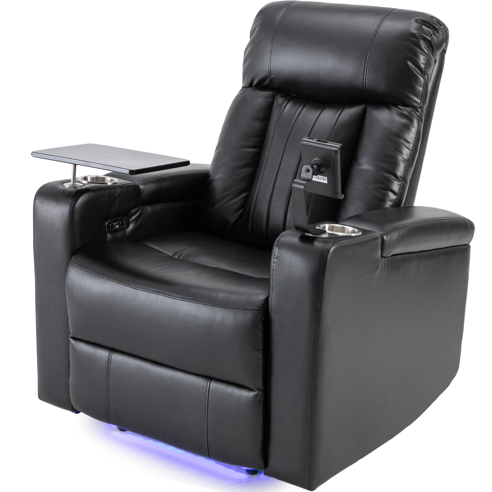 Premium Power Recliner & Storage Arms, Cupholders, Swivel Tray Table And Cell Phone Stand - Black - Best Buy Furniture