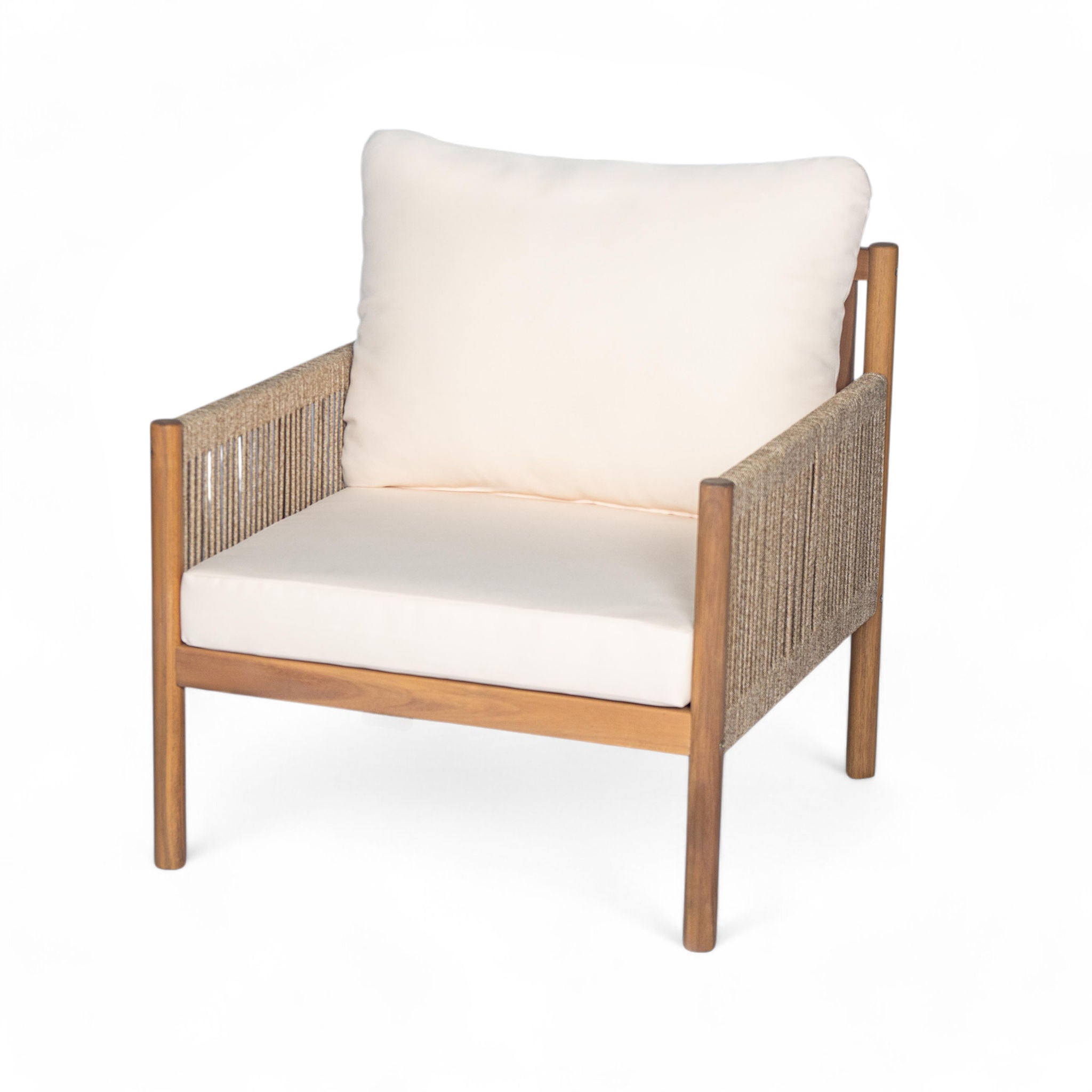 Modern Outdoor Woven Lounge Chair With Solid Wood Frame - Teak - Best Buy Furniture