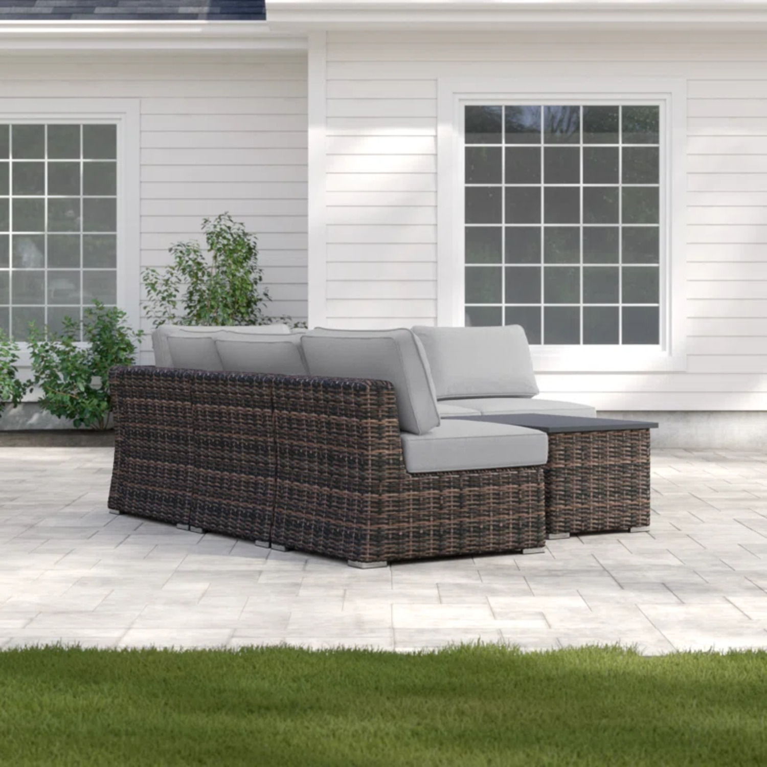 Wicker Sectional Sofa With Cushions And Table - Best Buy Furniture
