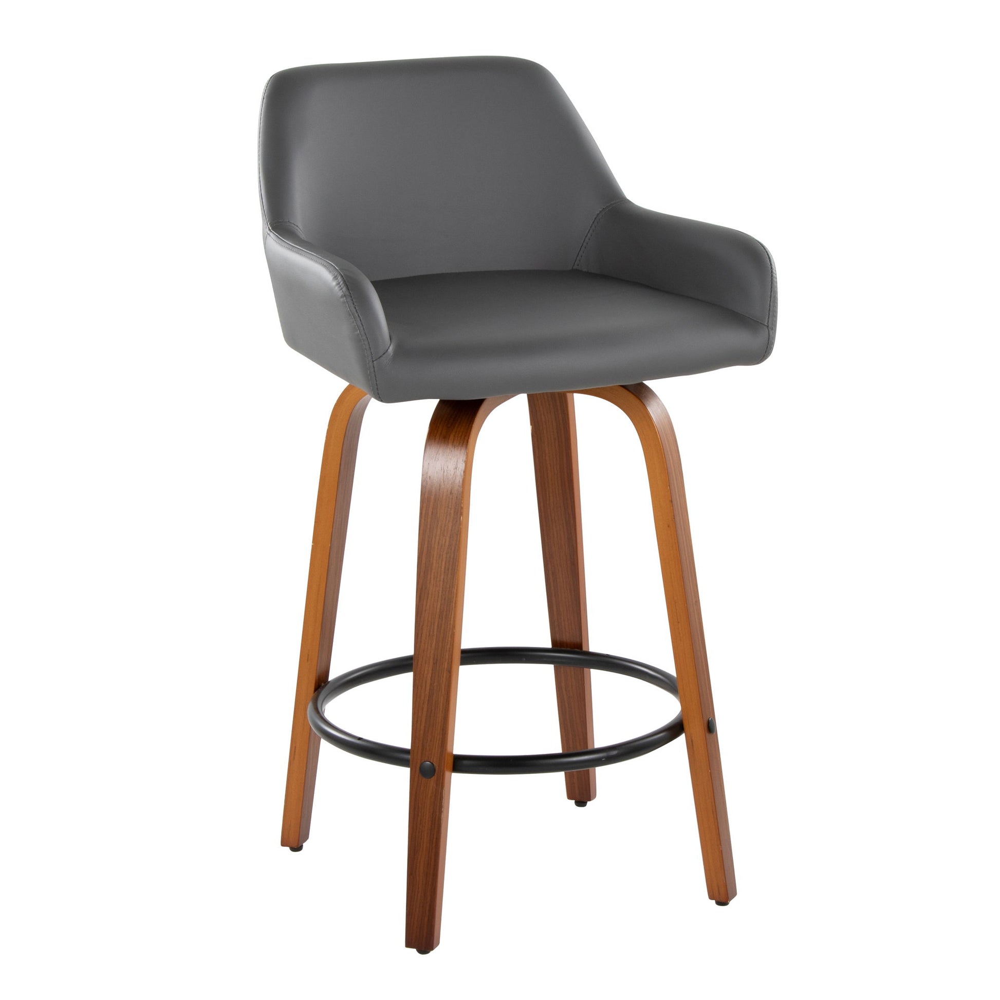 Daniella - Contemporary Fixed Height Counter Stool With Swivel With Round Footrest (Set of 2) - Best Buy Furniture