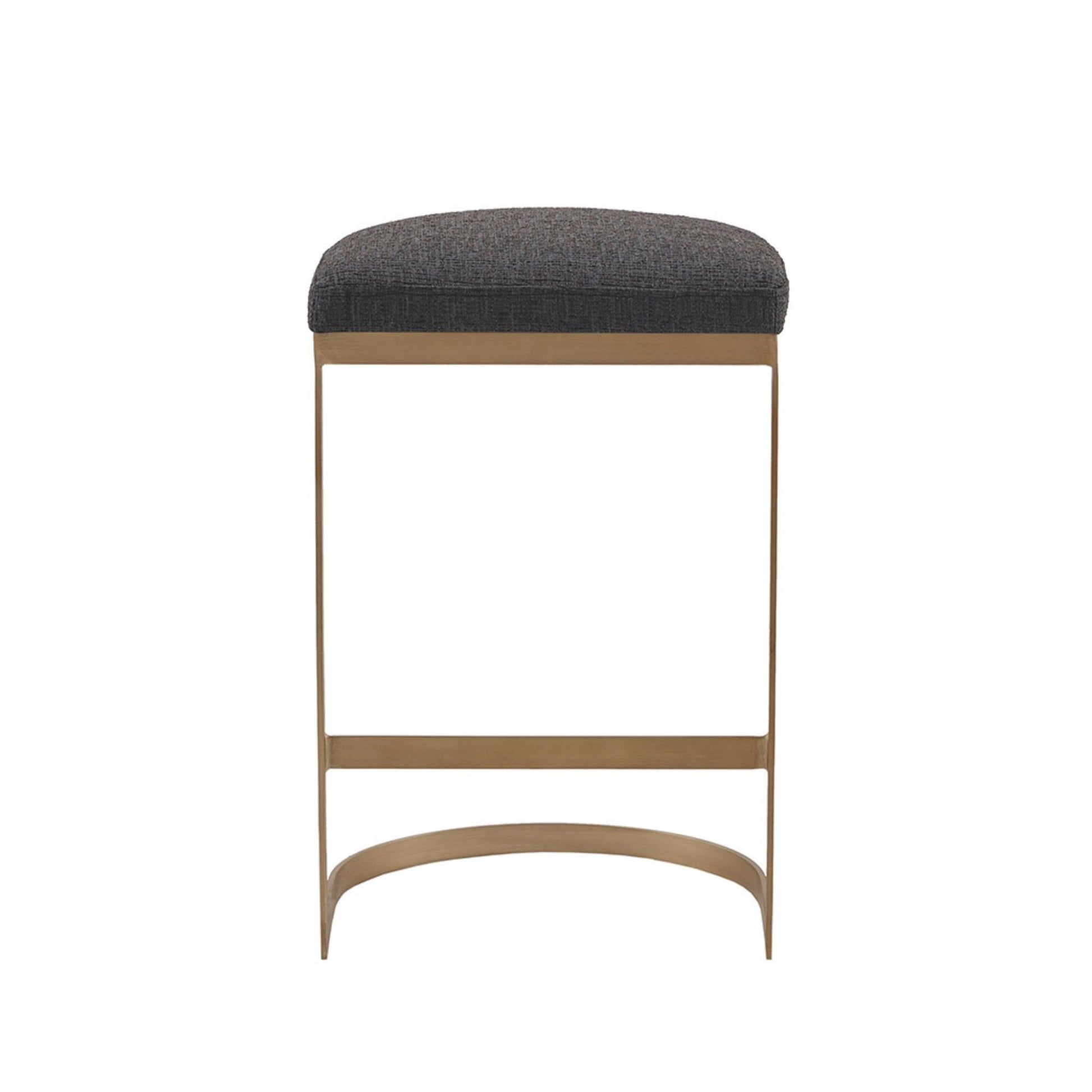 Counter Stool With Upholstered Seat, Metal Base - Charcoal / Antique Gold - Best Buy Furniture