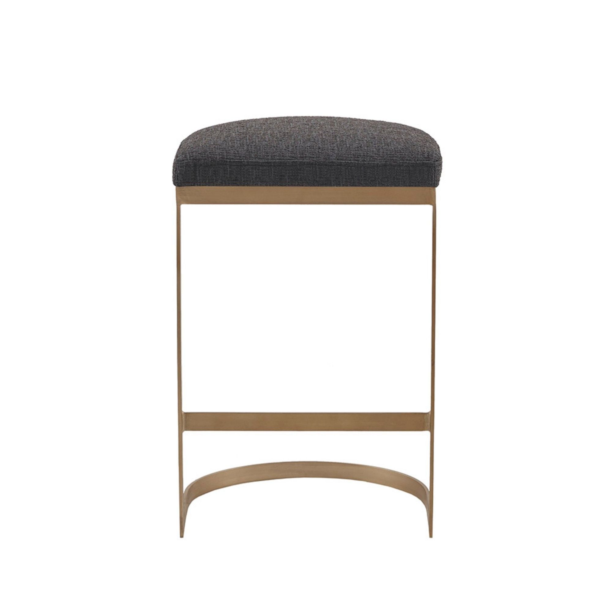 Counter Stool With Upholstered Seat, Metal Base - Charcoal / Antique Gold - Best Buy Furniture
