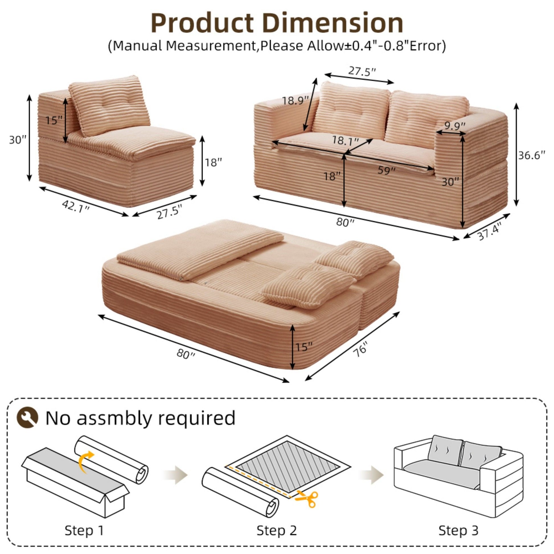 Multi Functional Sectional Sofa Bed With Independent Chaise Lounge And Functional Blanket - Best Buy Furniture
